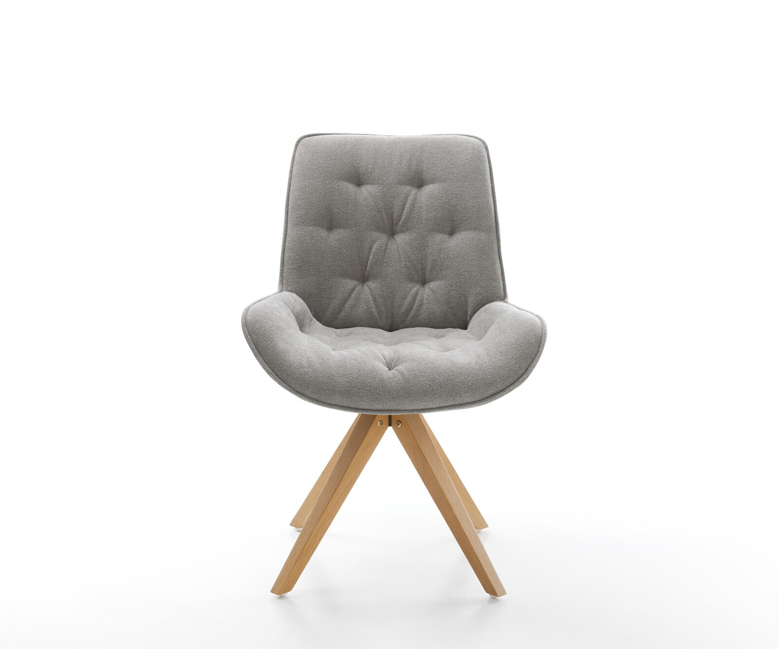 Drehstuhl Taimi-Flex Strukturstoff Soft Grau Holzgestell kantig Natur 180° drehbar 2