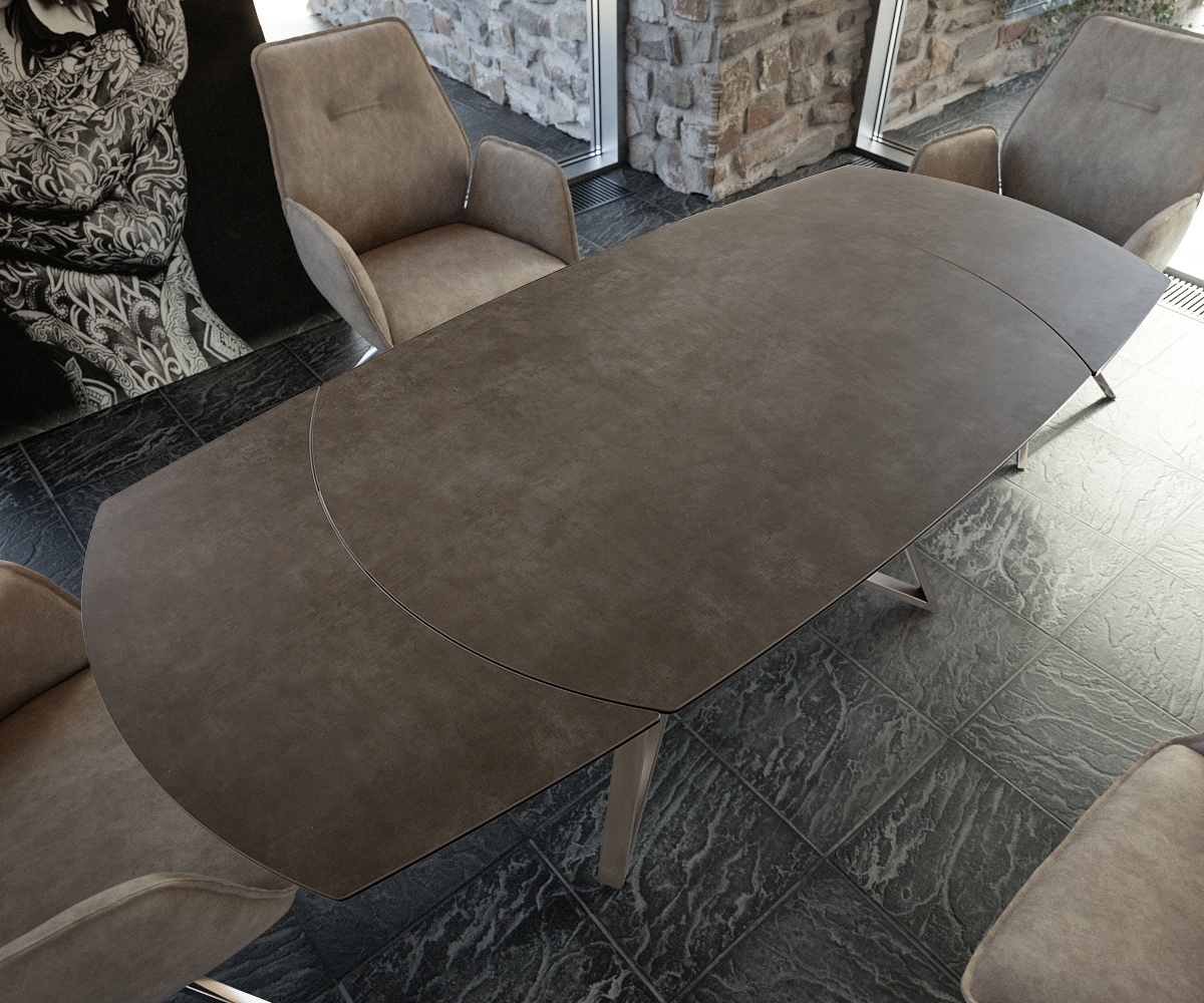 Esstisch Carlow 130/200x95 cm Keramik Braun Edelstahl ausziehbar 4 Esstisch Carlow 130/200x95 cm Keramik Braun Edelstahl ausziehbar 4