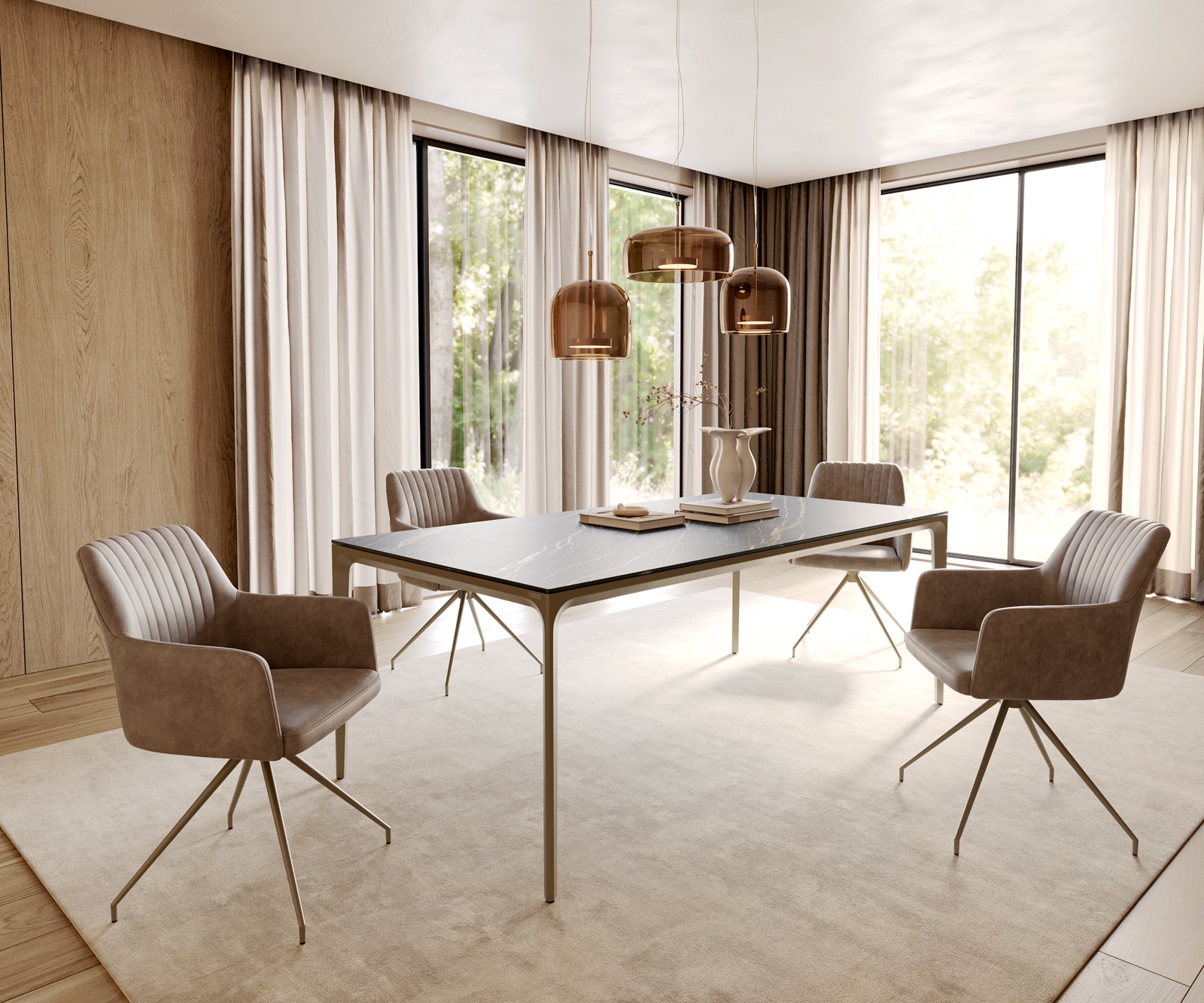Esstisch Escina 200x100 cm Keramik Laminam®Noir Desir Braun Gestell Aluminium 6 Esstisch Escina 200x100 cm Keramik Laminam®Noir Desir Braun Gestell Aluminium 6