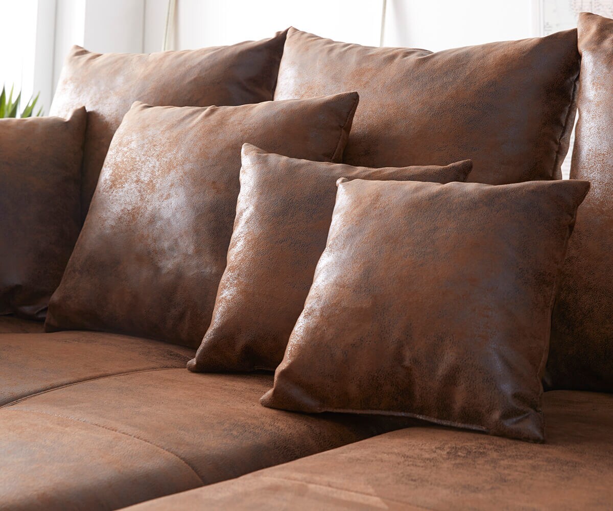 Eckcouch Violetta 300 x 220 cm Lederimitat   Braun Recamiere variabel 5