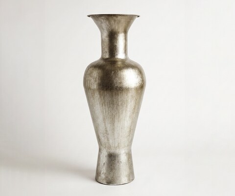 Vase Medora B27 x T27 x H71 cm Metall Platin Aurum Handgemacht