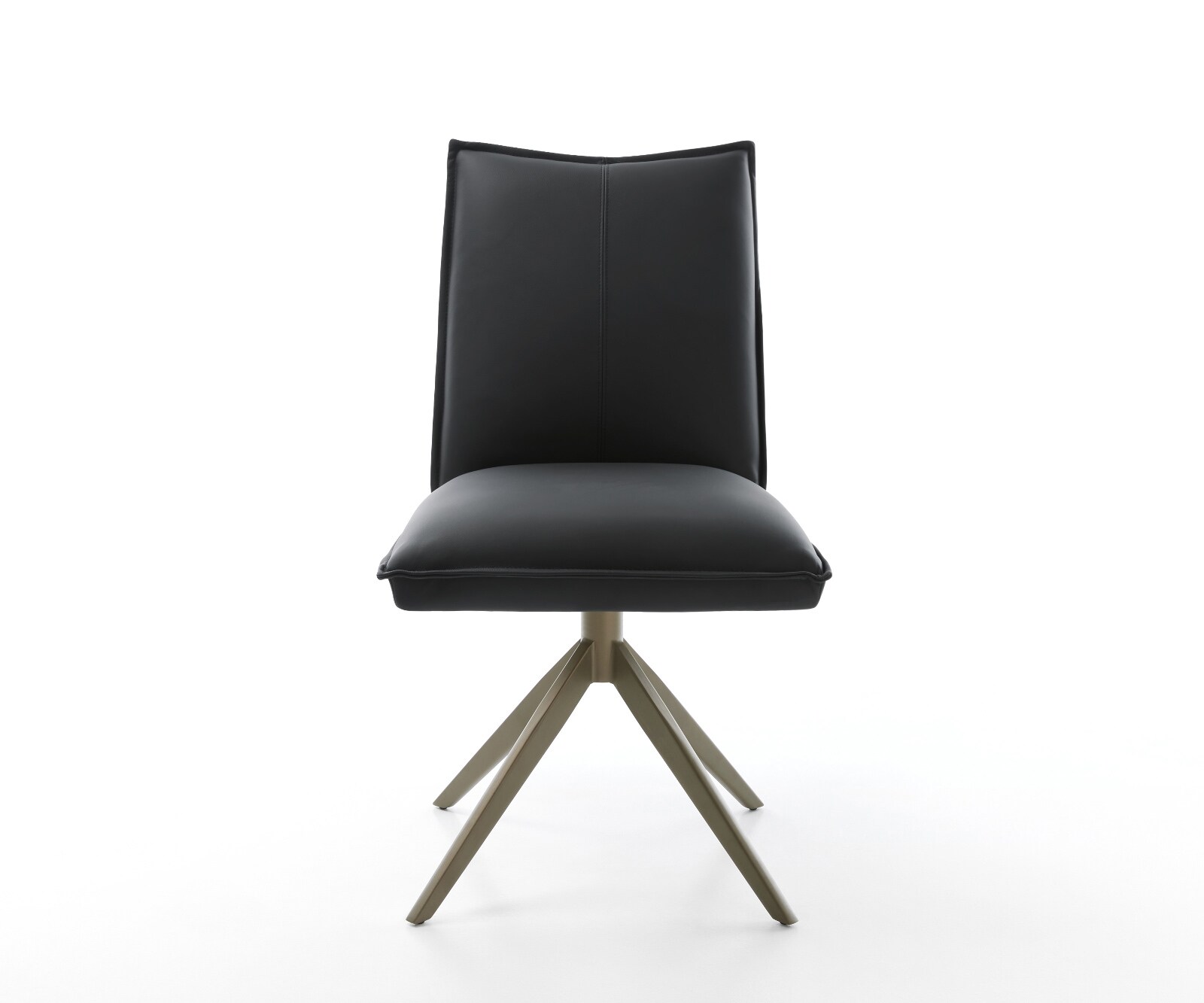 Drehstuhl Lelio-Flex Echt-Leder Schwarz Kreuzgestell breit Effektfinish Titan 360° drehbar Wippfunktion Taschenfederkern 1