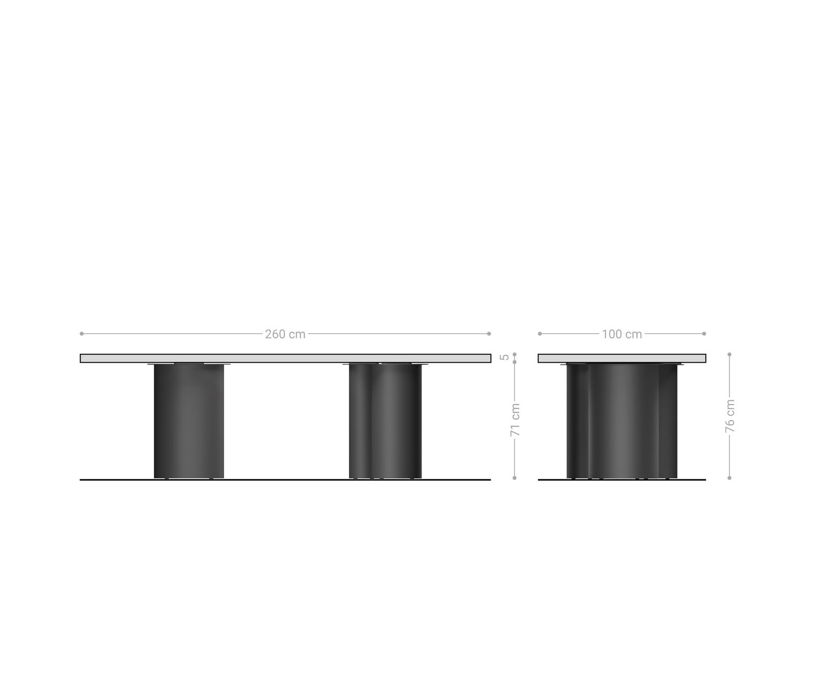 Esstisch Edge 260x100 XL Akazie Braun Troa Edelstahl Graphit Live-Edge 6