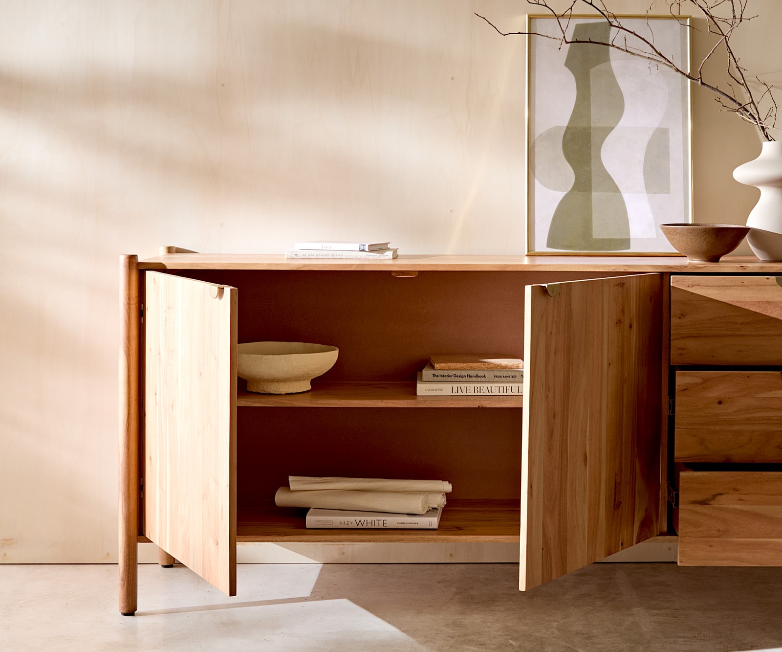 Sideboard Caius 175 cm Akazie Aura 2 Türen 3 Schubladen 4 Sideboard Caius 175 cm Akazie Aura 2 Türen 3 Schubladen 4