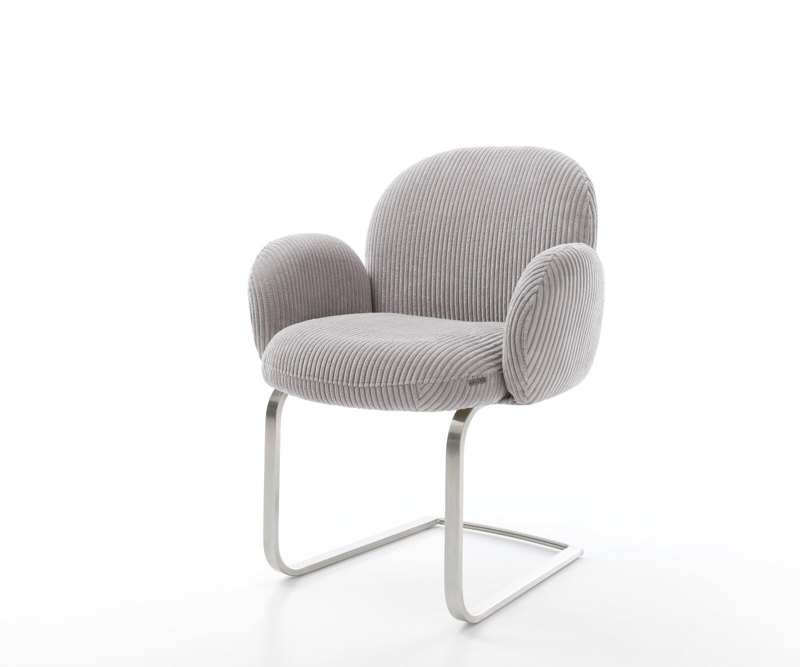Freischwinger Nube-Flex mit Armlehnen Cord Silbergrau Freischwinger flach Edelstahl Taschenfederkern 1
