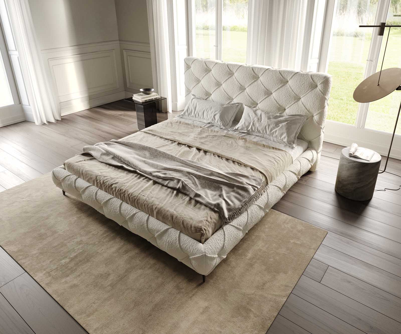 Polsterbettgestell Nayara 180x200 cm Bouclé Creme-Weiß 3