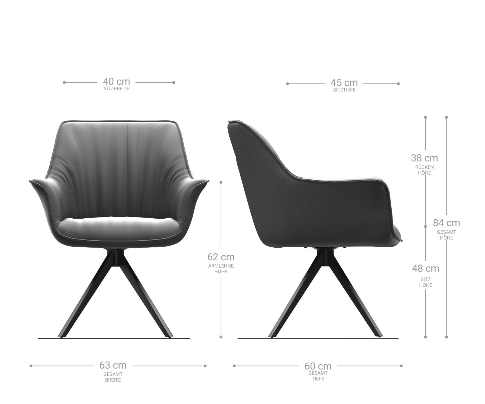 Esszimmerstuhl Keila-Flex mit Armlehnen Mikrofaser Anthrazit Vintage Kreuzgestell kantig Schwarz 1 Esszimmerstuhl Keila-Flex mit Armlehnen Mikrofaser Anthrazit Vintage Kreuzgestell kantig Schwarz 1