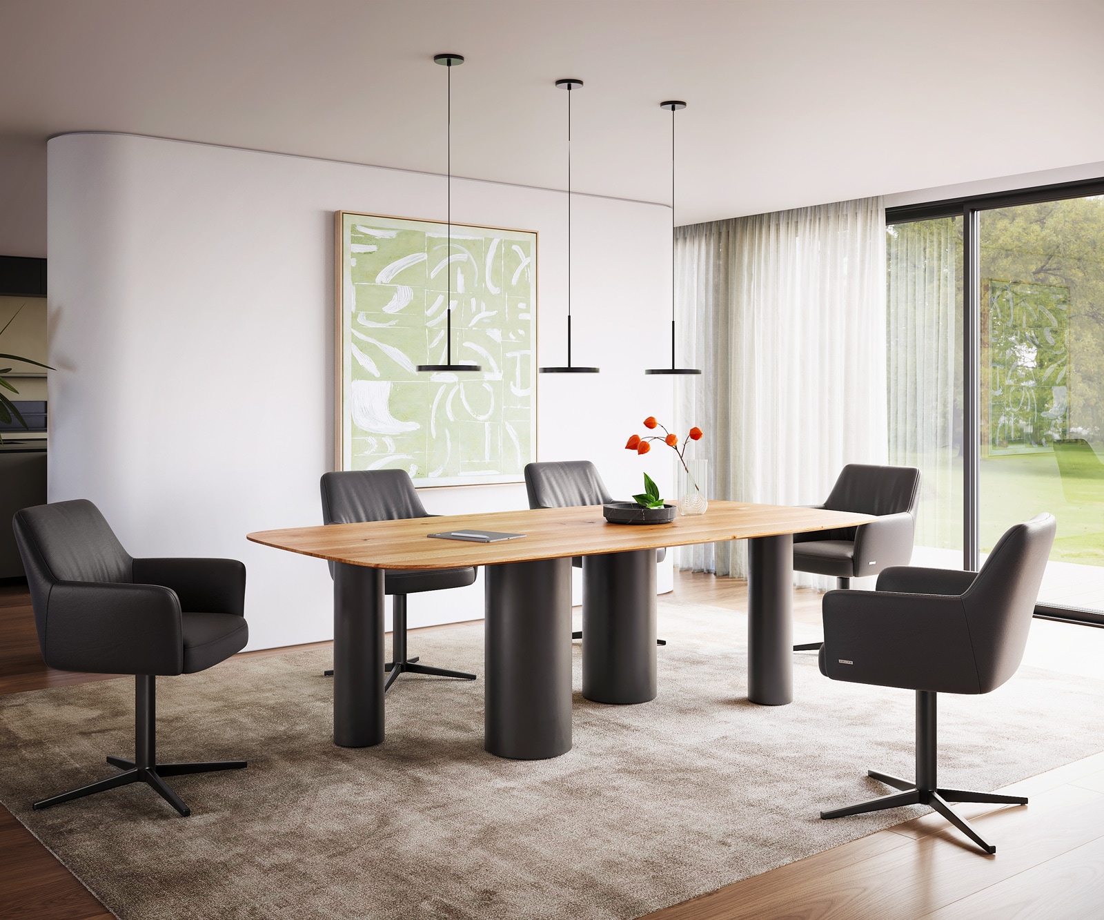 Esstisch Edge Boot 240x120x2,5-3 Eiche Natur Pilier Metall Schwarz Schweizer Kante 4 Esstisch Edge Boot 240x120x2,5-3 Eiche Natur Pilier Metall Schwarz Schweizer Kante 4