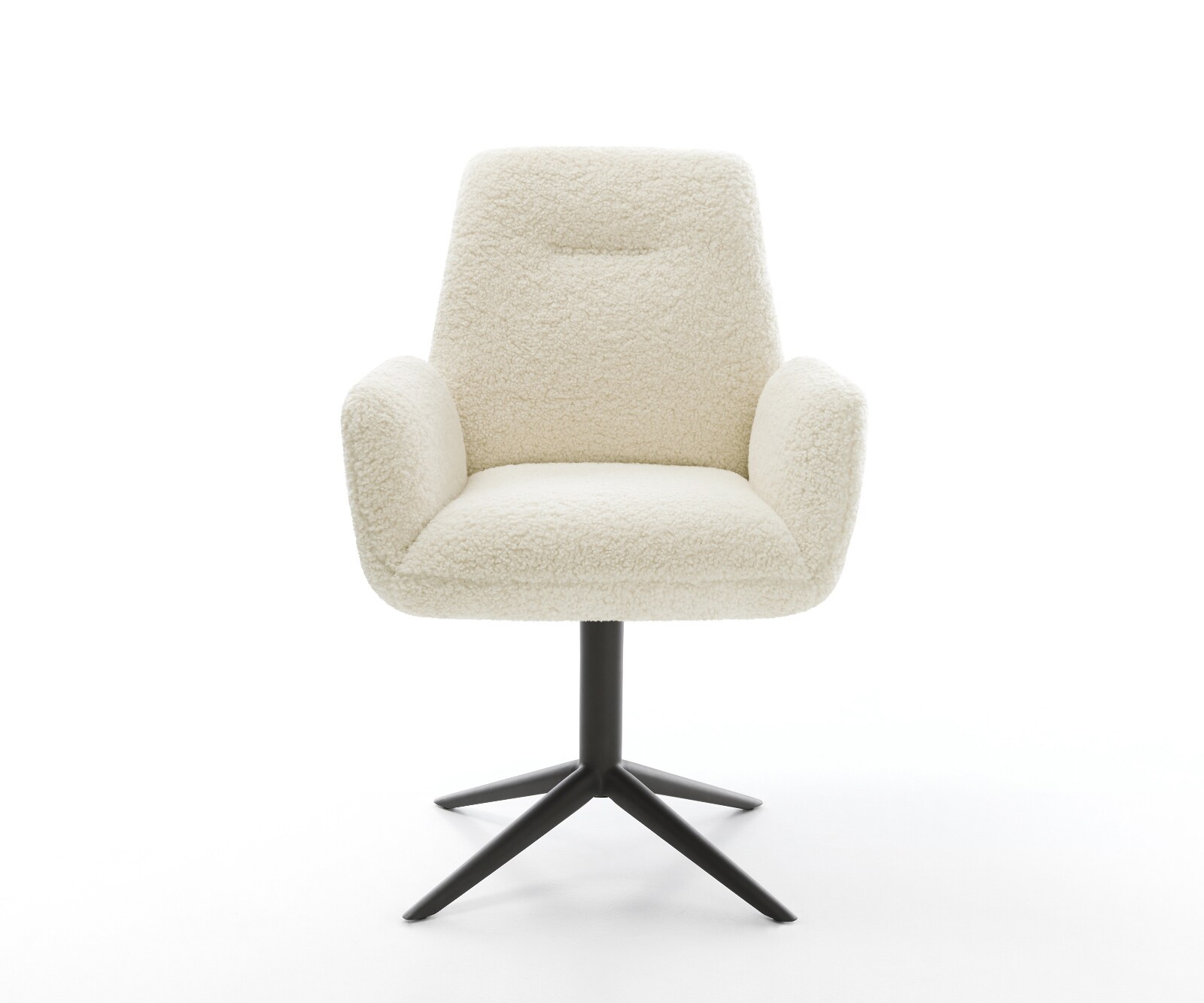 Drehstuhl Zoa-Flex Teddystoff Beige Fußkreuz Schwarz 360° drehbar Wippfunktion Taschenfederkern 1