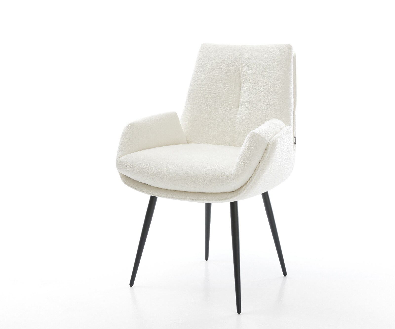 Esszimmerstuhl Clea-Flex Bouclé Soft Beige 4-Fuß konisch Schwarz günstig online kaufen