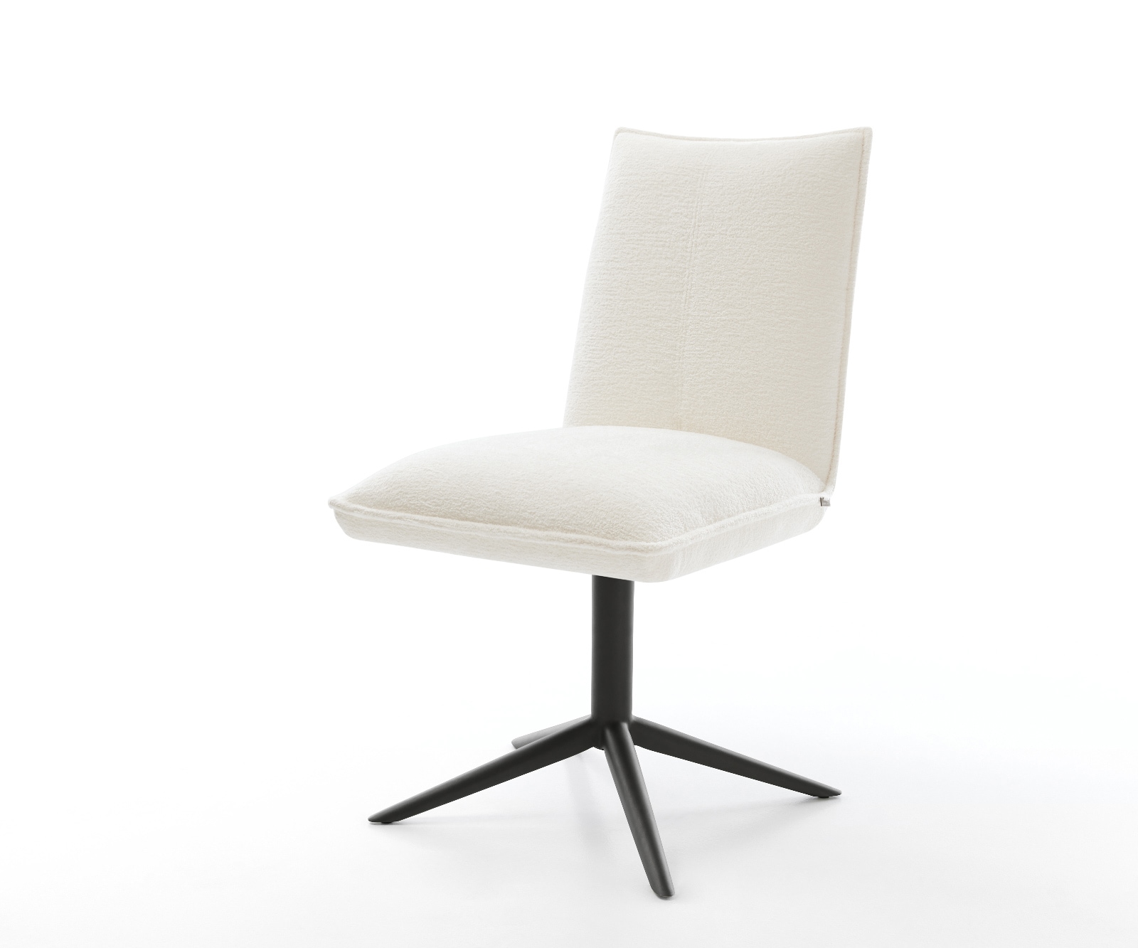Chaise-pivotante Lelio-Flex bouclé doux beige pied de chaise 4 branches noir pivotement sur 360° fonction bascule resorts ensachés