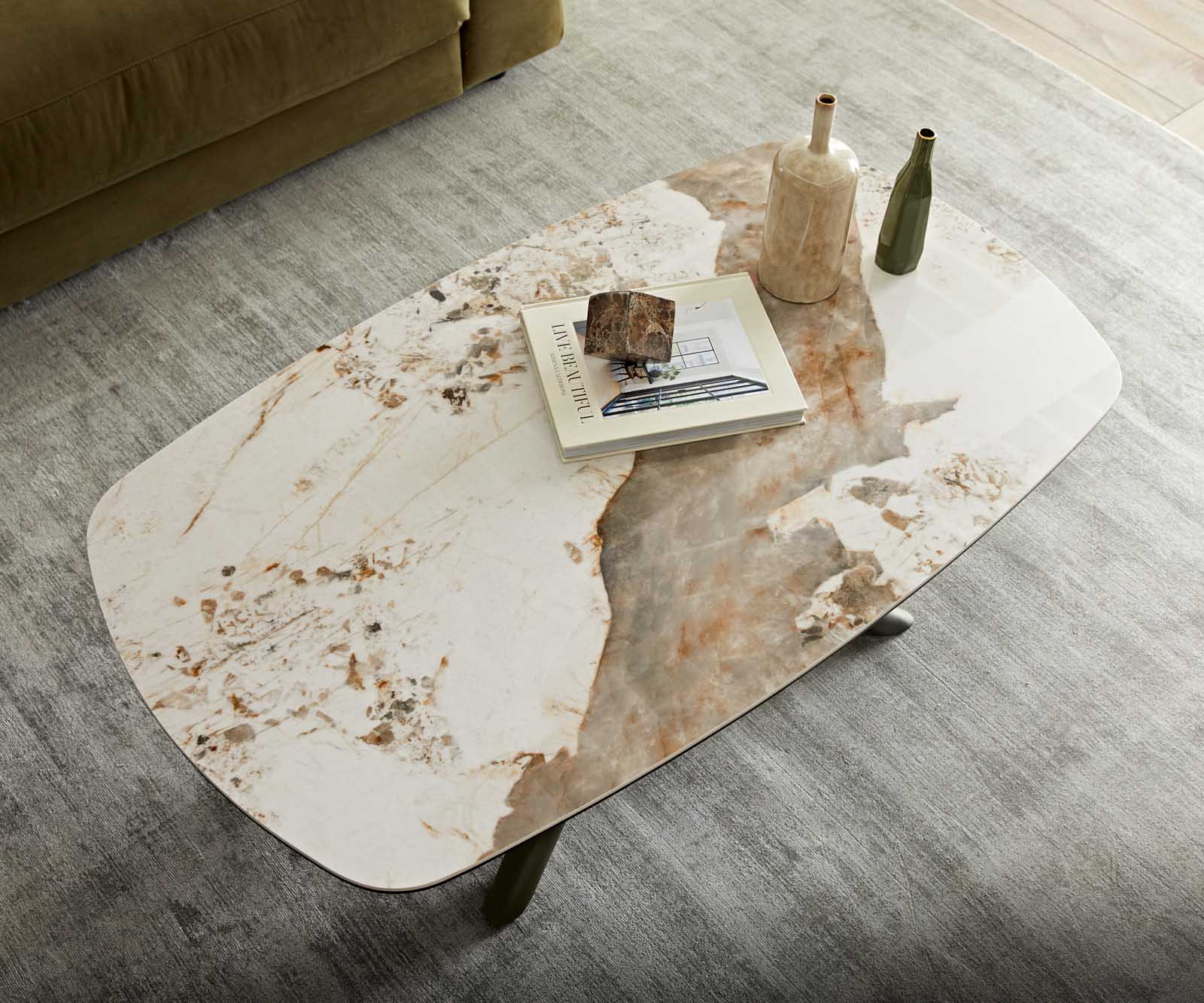 Couchtisch Sarita 120x70 cm Keramik Minas Melange Weiß-Beige Gestell Effektfinish Titan 4 Couchtisch Sarita 120x70 cm Keramik Minas Melange Weiß-Beige Gestell Effektfinish Titan 4