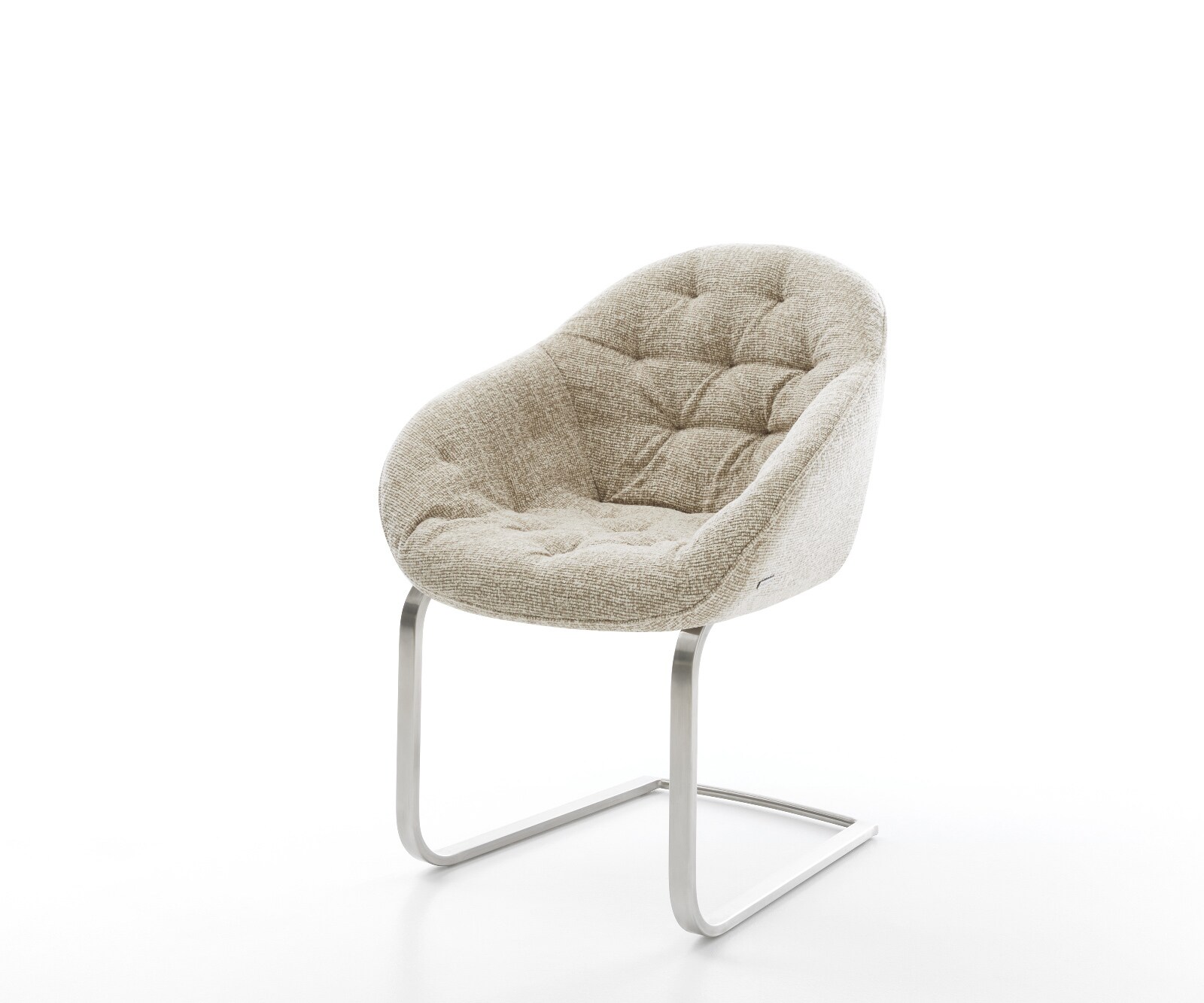 DELIFE Freischwinger Gaio-Flex Webstoff Soft Beige Freischwinger flach Edelstahl