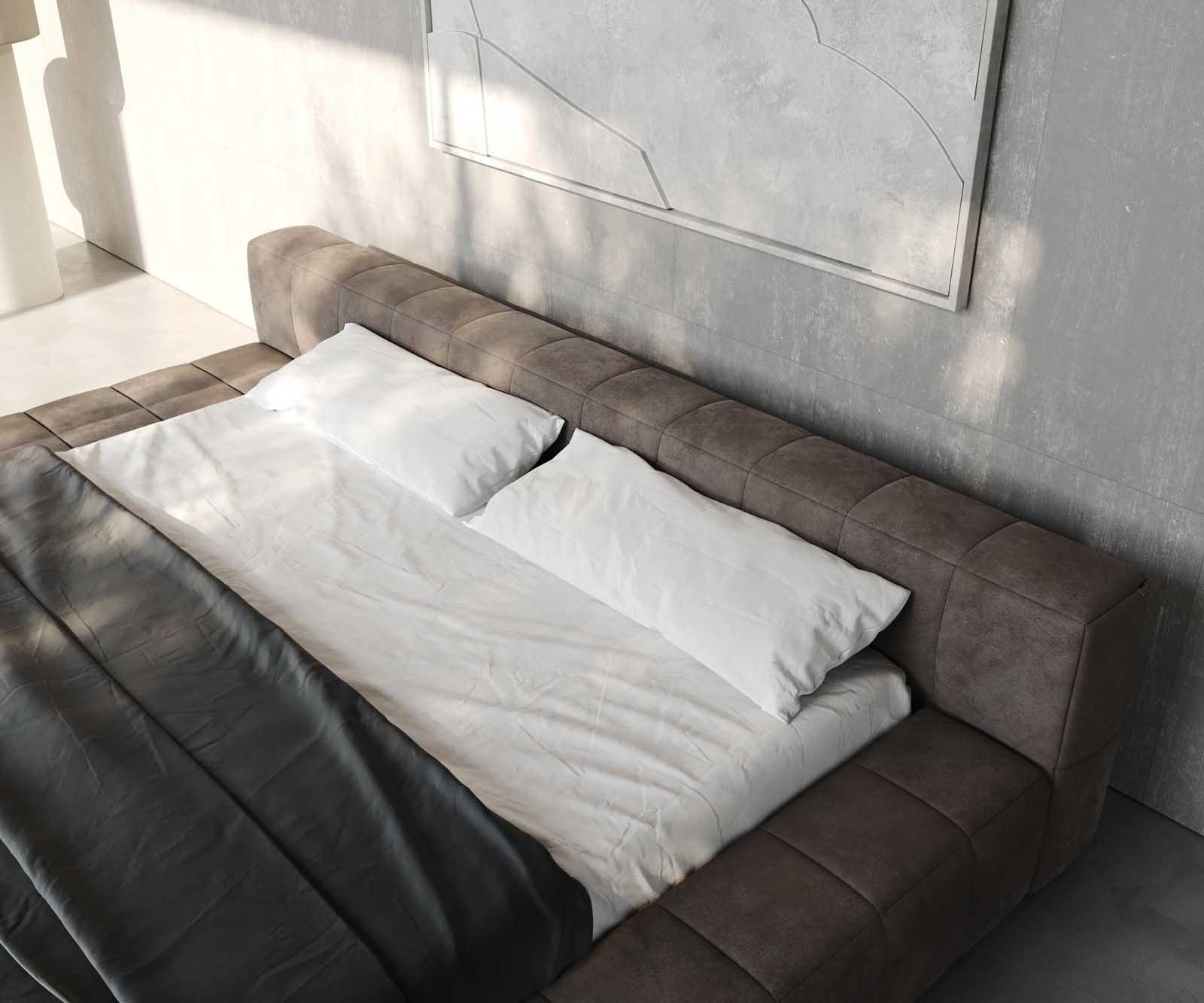 Polsterbettgestell Espazio 180x200 cm Mikrofaser Taupe Vintage mit Stauraum 5