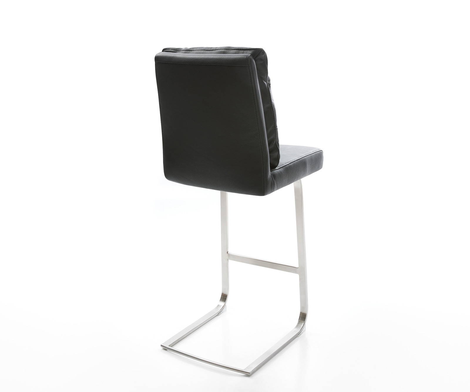 Barstuhl Pela-Flex Echt-Leder Schwarz Freischwinger flach Edelstahl 5