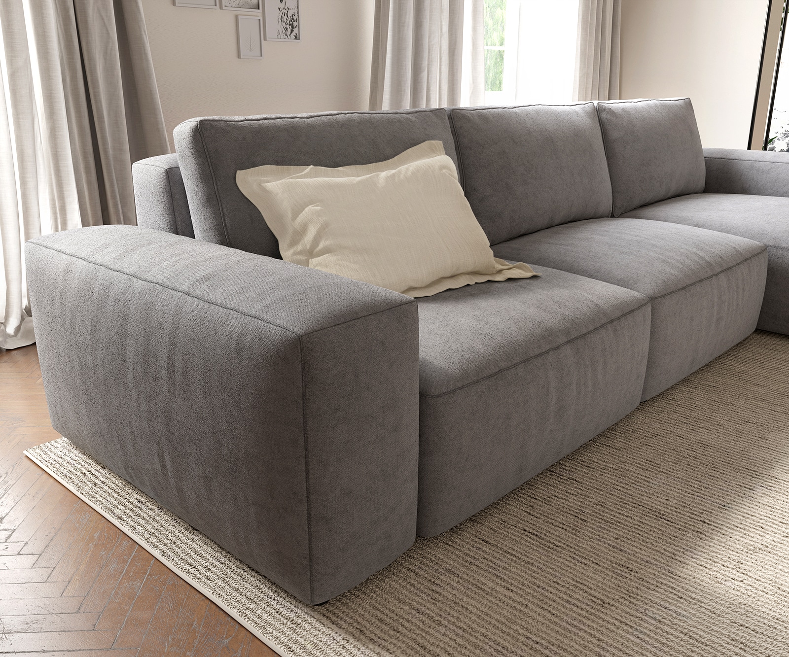 Ecksofa Lanzo L 360x160 cm Mikrofaser Grau Recamiere variabel 4
