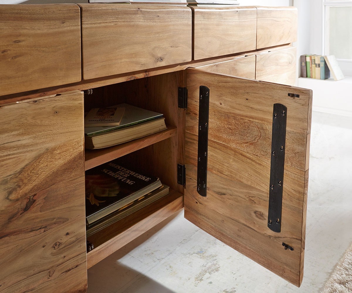 Sideboard Live-Edge 172 cm Akazie Natur 4 Türen 4 Schübe 6 Sideboard Live-Edge 172 cm Akazie Natur 4 Türen 4 Schübe 6
