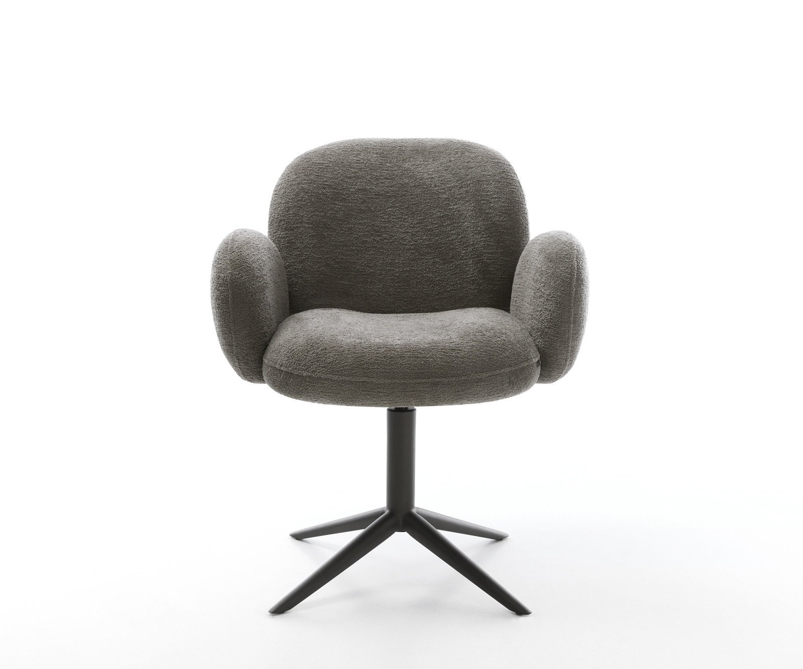 Drehstuhl Nube-Flex mit Armlehnen Bouclé Soft Schlamm Fußkreuz Schwarz 360° drehbar Wippfunktion Taschenfederkern 1