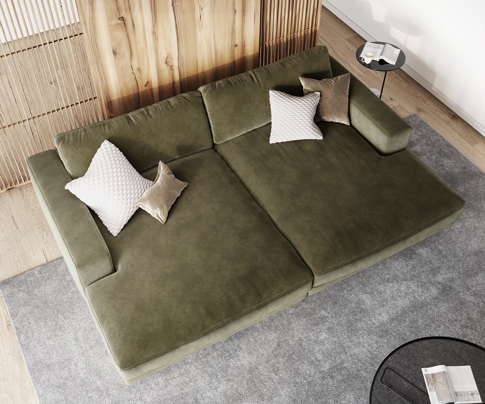 Big-Sofa Cubico 290x170 cm Samt Olive 4