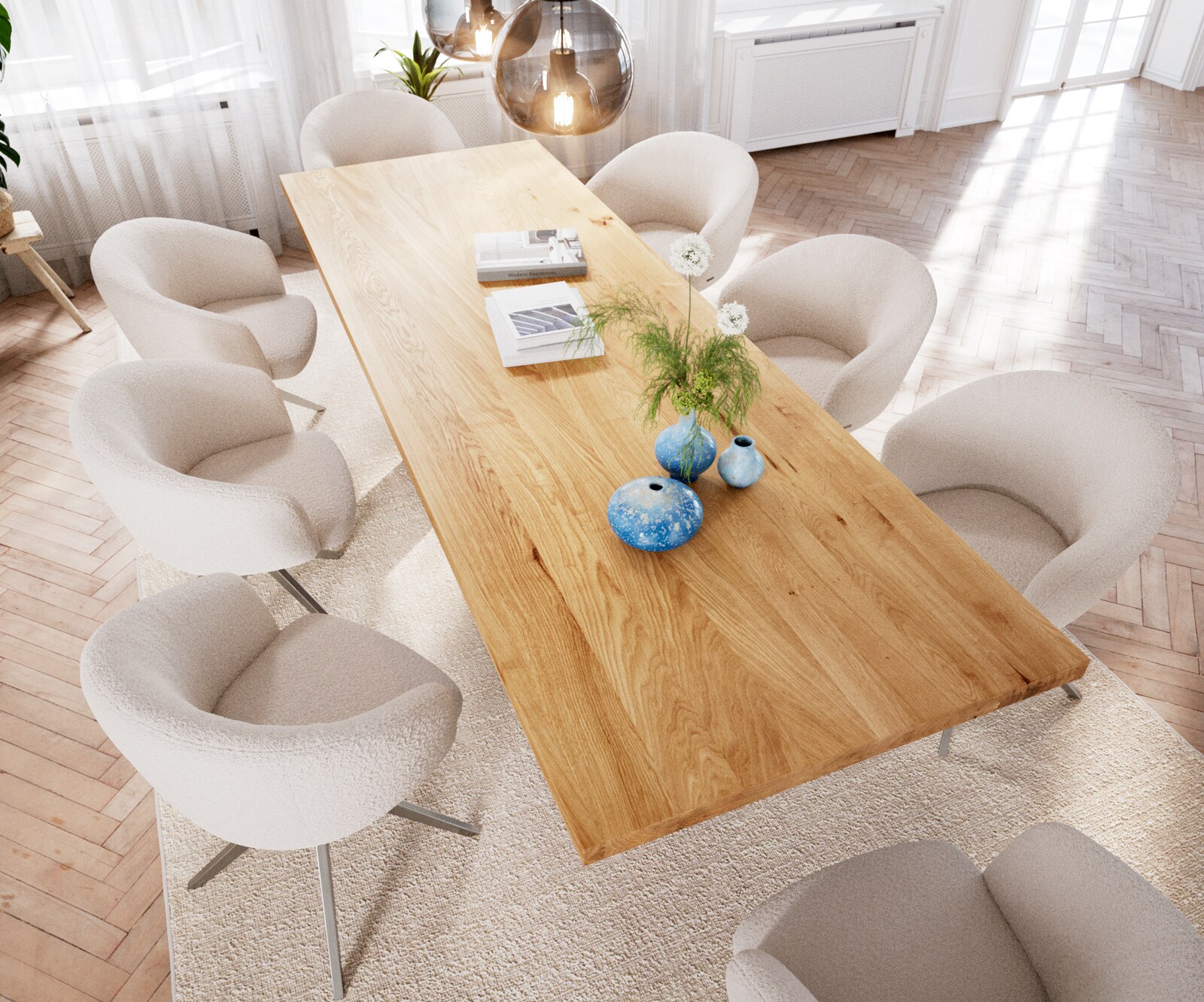 Esstisch Edge 300x100 Eiche Natur Pilier Edelstahl gebürstet 4