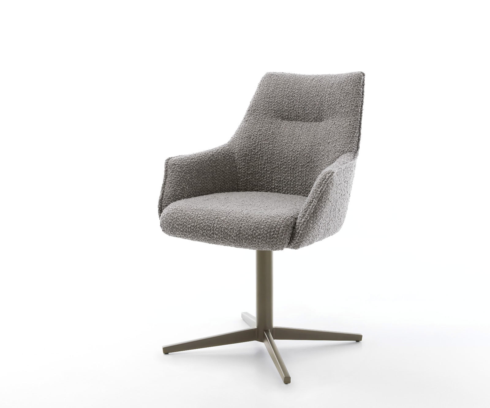 Drehstuhl Alja-Flex mit Armlehnen Bouclé Silbergrau Fußkreuz Effektfinish Titan 360° drehbar Taschenfederkern Drehstuhl Alja-Flex mit Armlehnen Bouclé Silbergrau Fußkreuz Effektfinish Titan 360° drehbar Taschenfederkern