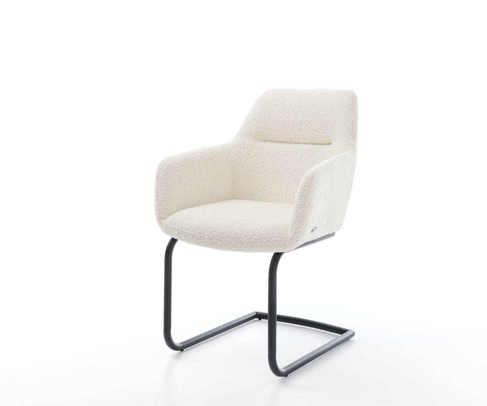 Cantilever Pejo-Flex bouclé blanc pied cantilever rond noir ressorts ensachés Cantilever Pejo-Flex bouclé blanc pied cantilever rond noir ressorts ensachés