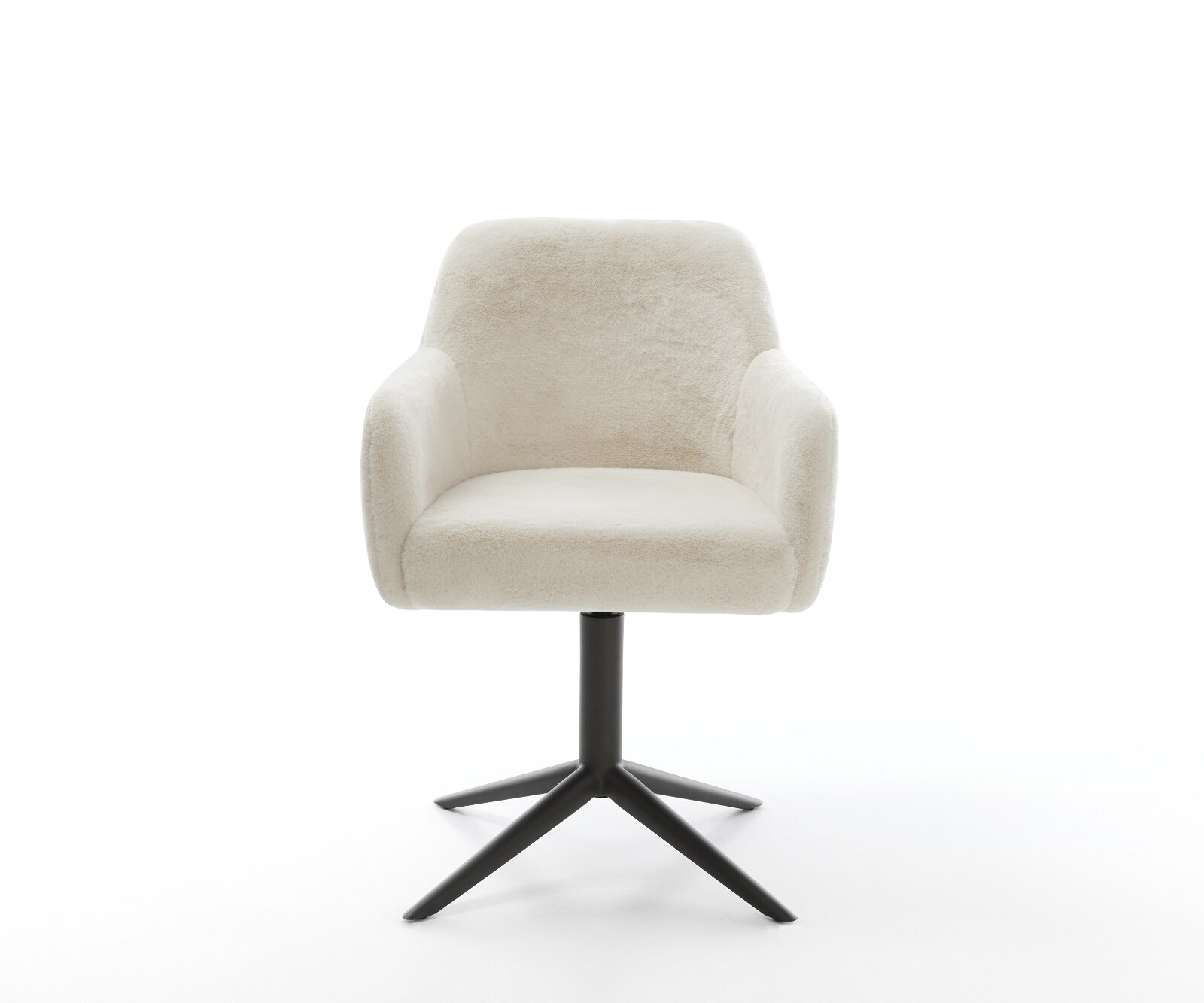 Drehstuhl Greg-Flex Plüsch Creme-Weiß Fußkreuz Schwarz 360° drehbar Wippfunktion Taschenfederkern 2