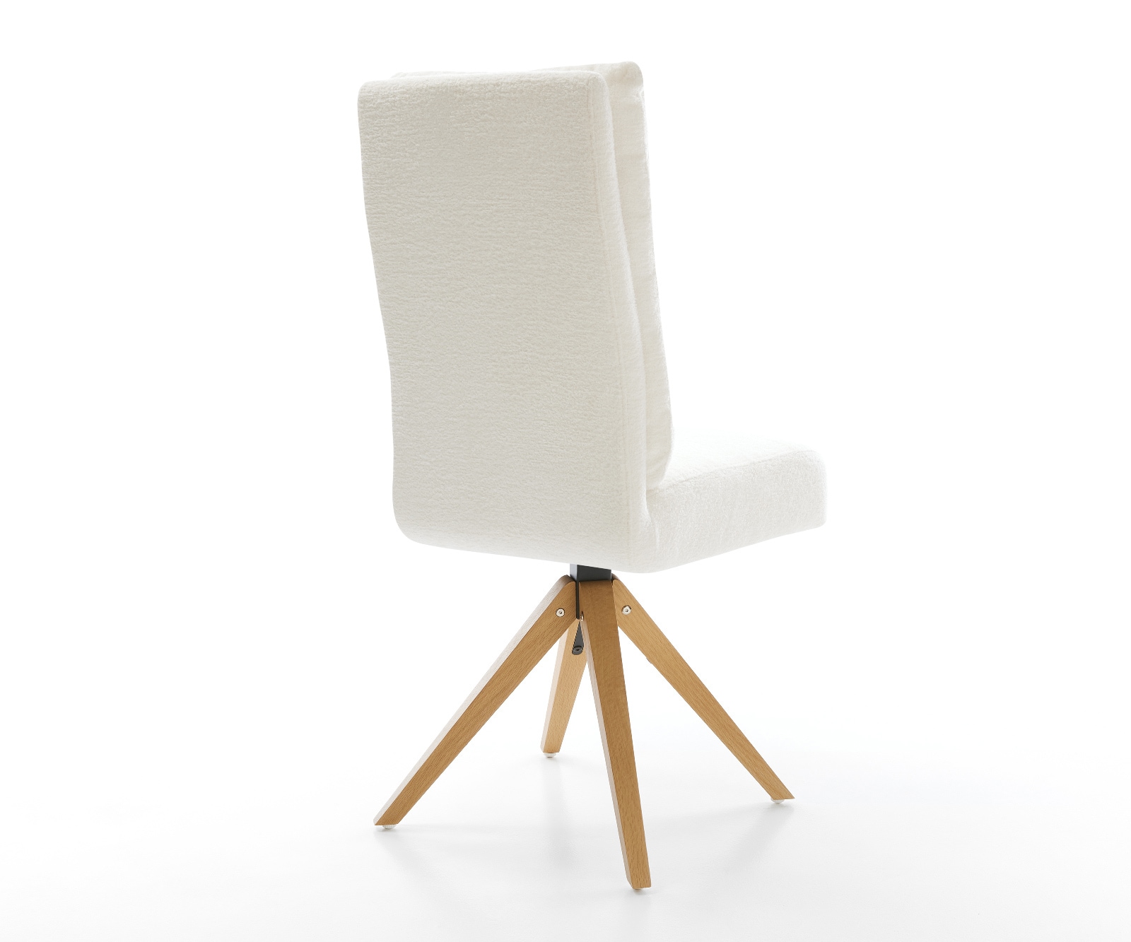 Drehstuhl Pela-Flex Bouclé Soft Beige Holzgestell kantig Natur 360° drehbar Taschenfederkern 4