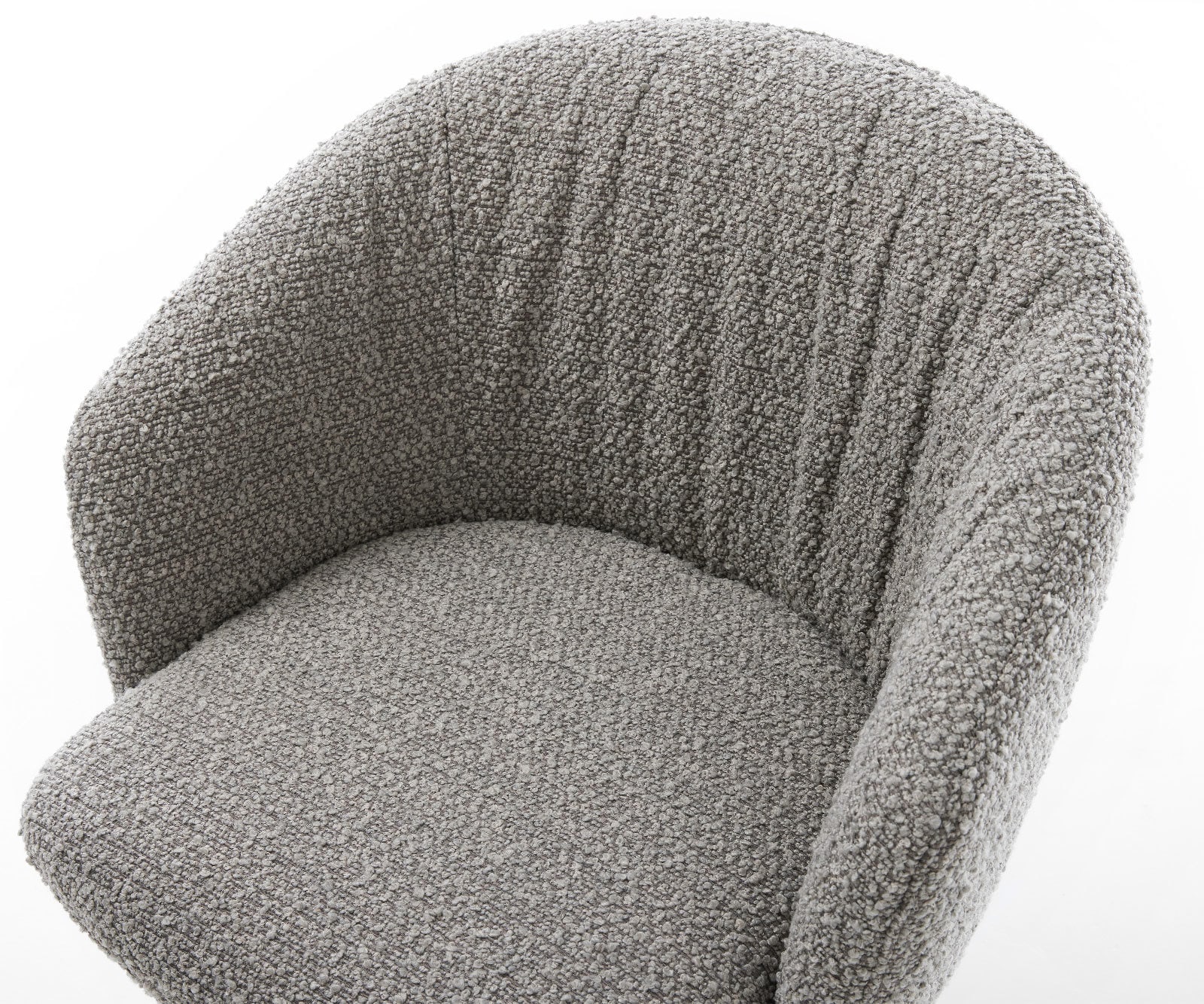 Drehstuhl Caja-Flex mit Armlehnen Bouclé Silbergrau Kreuzgestell breit Edelstahl 360° drehbar Wippfunktion Taschenfederkern 3