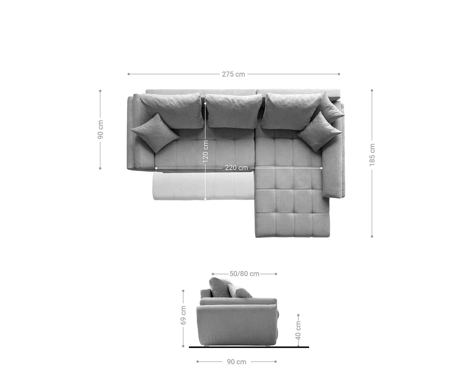 Ecksofa Loana 275x185 cm Braun mit Schlaffunktion  9