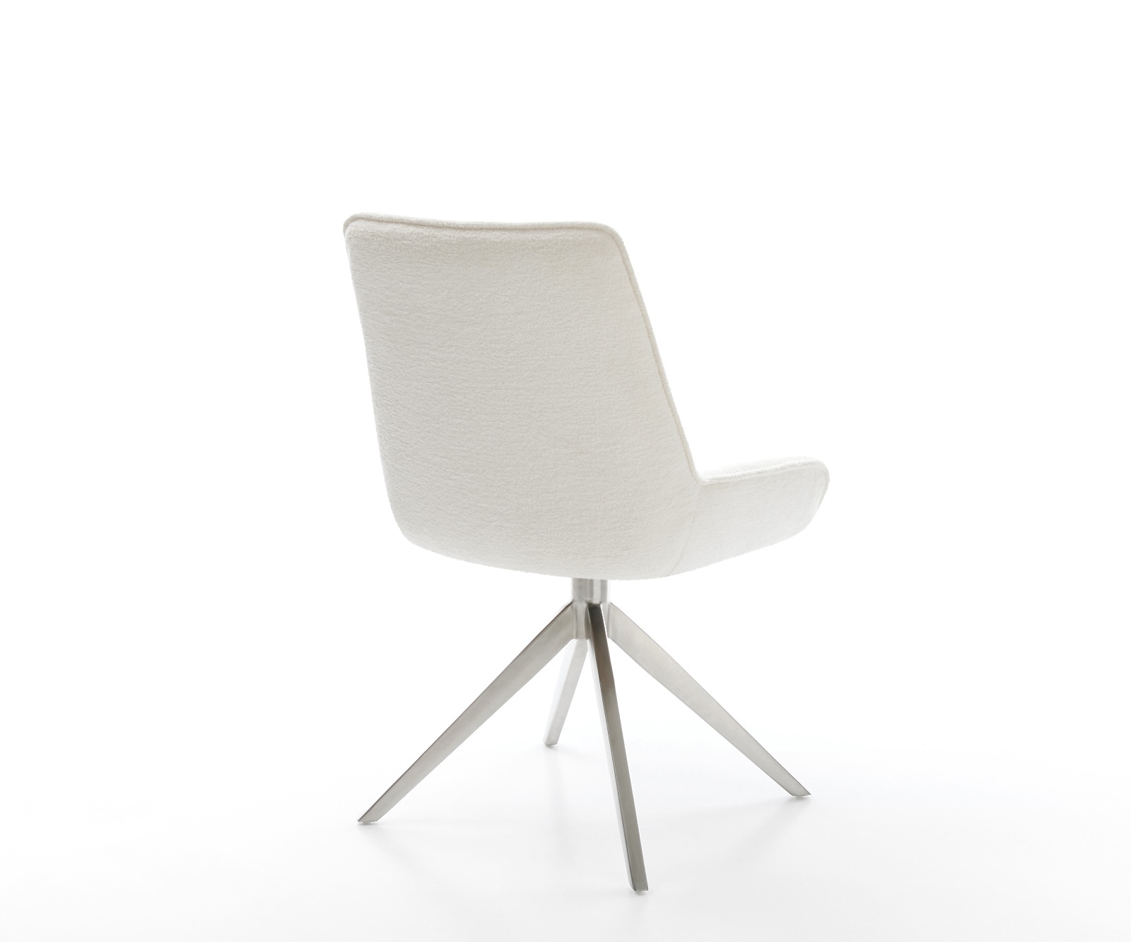 Drehstuhl Taimi-Flex Bouclé Soft Beige Kreuzgestell breit Edelstahl 360° drehbar Wippfunktion 5