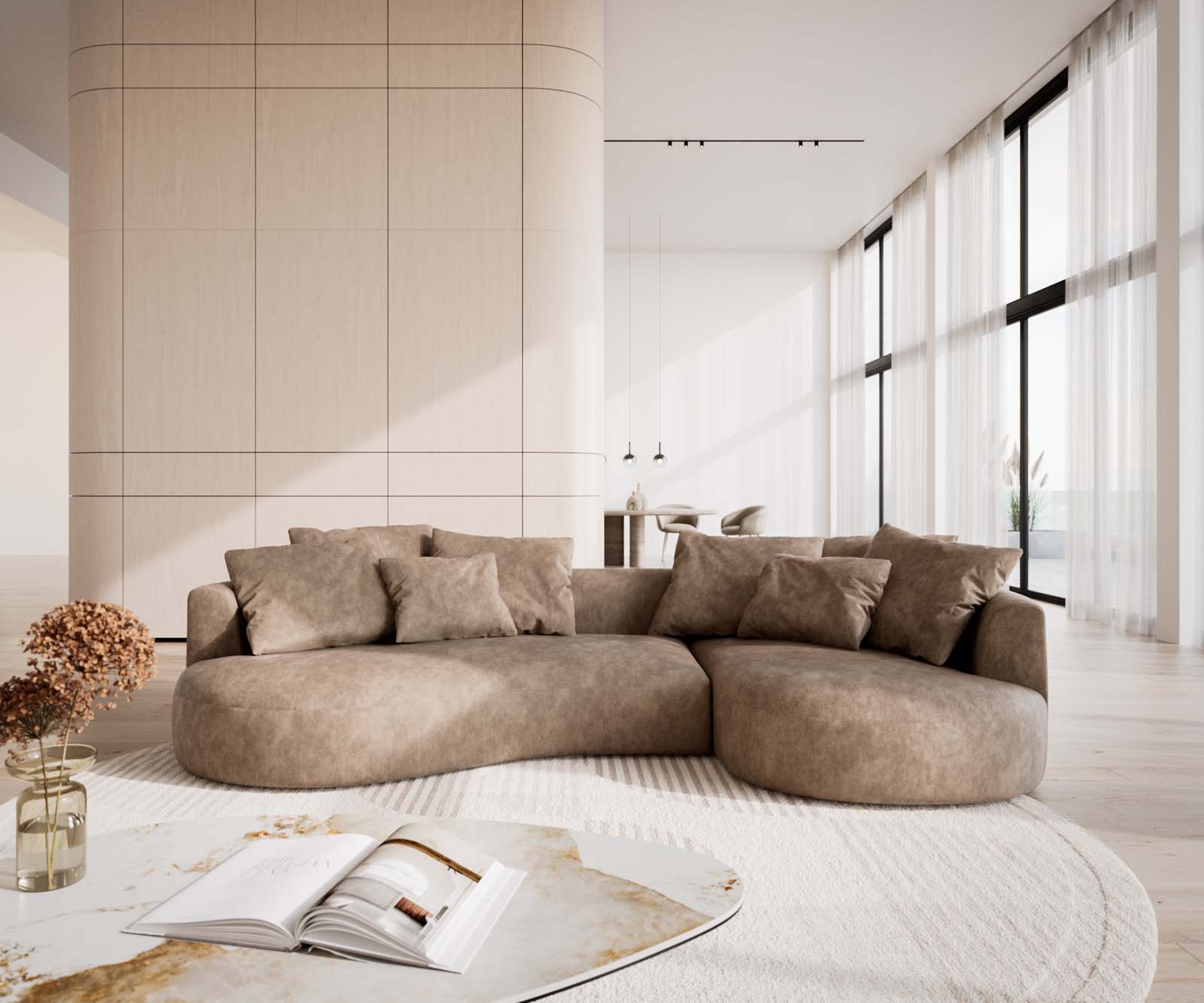 Sofa Edina 330x170 cm  Mikrofaser Taupe Vintage 1