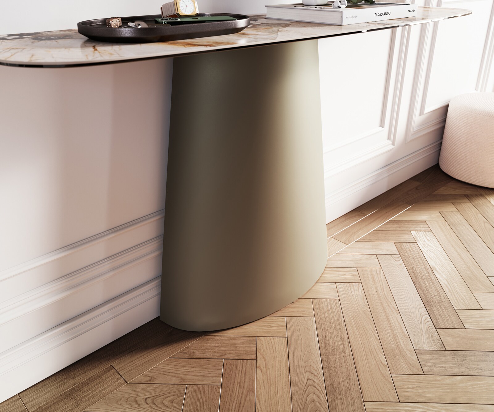 Konsolentisch Edge Boot 140x40 cm Keramik Patagonia Poliert Conos Metall Effektfinish Titan 6