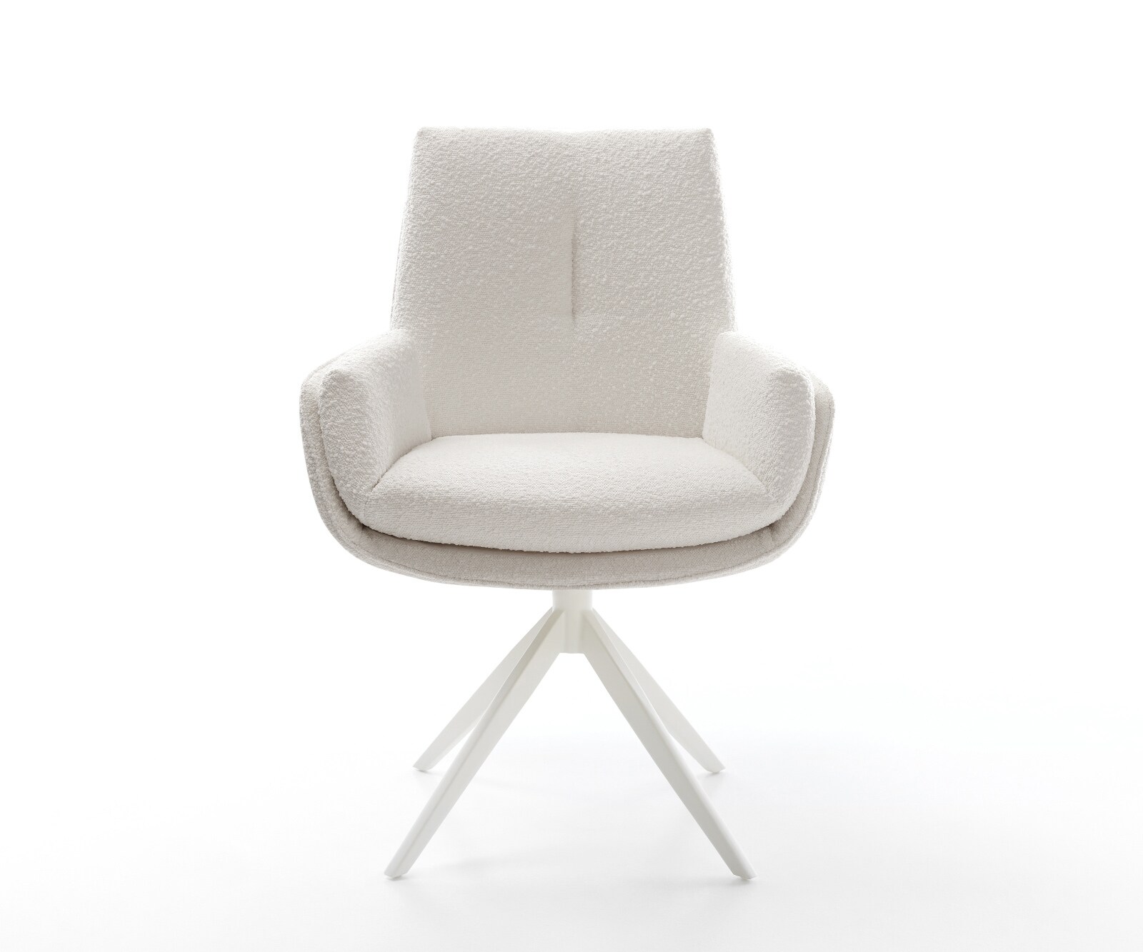 Drehstuhl Clea-Flex Bouclé Creme-Weiß Kreuzgestell breit Weiß 360° drehbar Wippfunktion 2