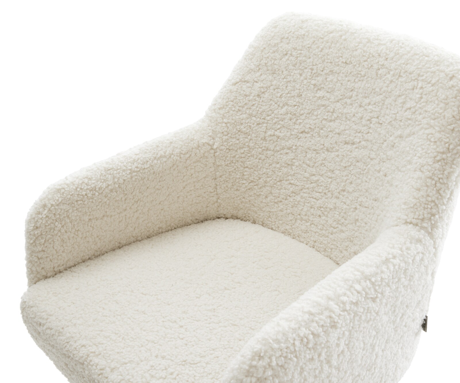 Esszimmerstuhl Greg-Flex Teddystoff Beige Kufengestell Edelstahl Taschenfederkern 4