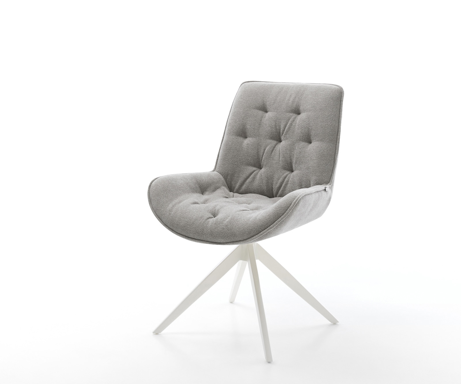 Drehstuhl Taimi-Flex Strukturstoff Soft Grau Kreuzgestell breit Weiß 360° drehbar Wippfunktion