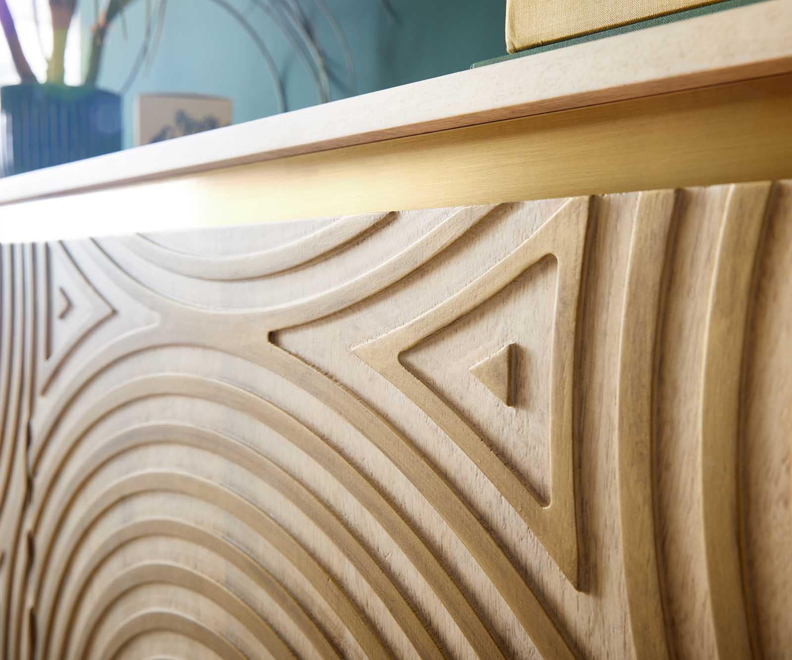 Kommode Budaya 150 cm Mango Natur 3 Türen Fuß rund 6