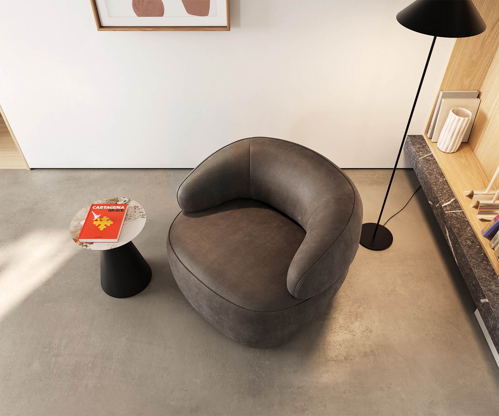 Loungesessel Nova 88x88 cm Mikrofaser Taupe Vintage 3