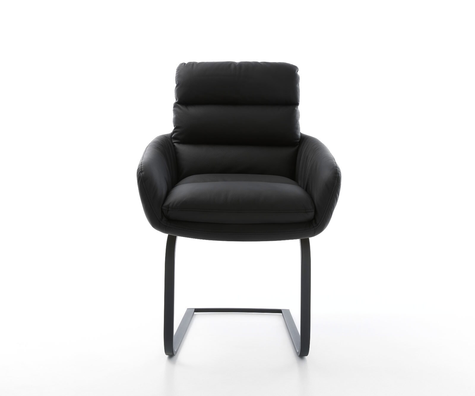 Freischwinger Abelia-Flex mit Armlehnen Echt-Leder Schwarz Freischwinger flach Schwarz 1