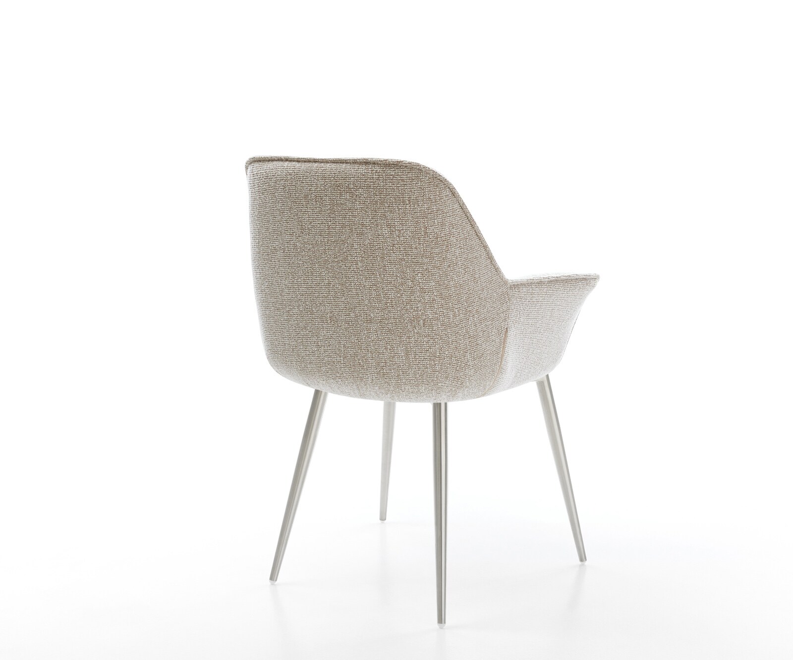 Esszimmerstuhl Keila-Flex mit Armlehnen Webstoff Soft Beige 4-Fuß konisch Edelstahl 5