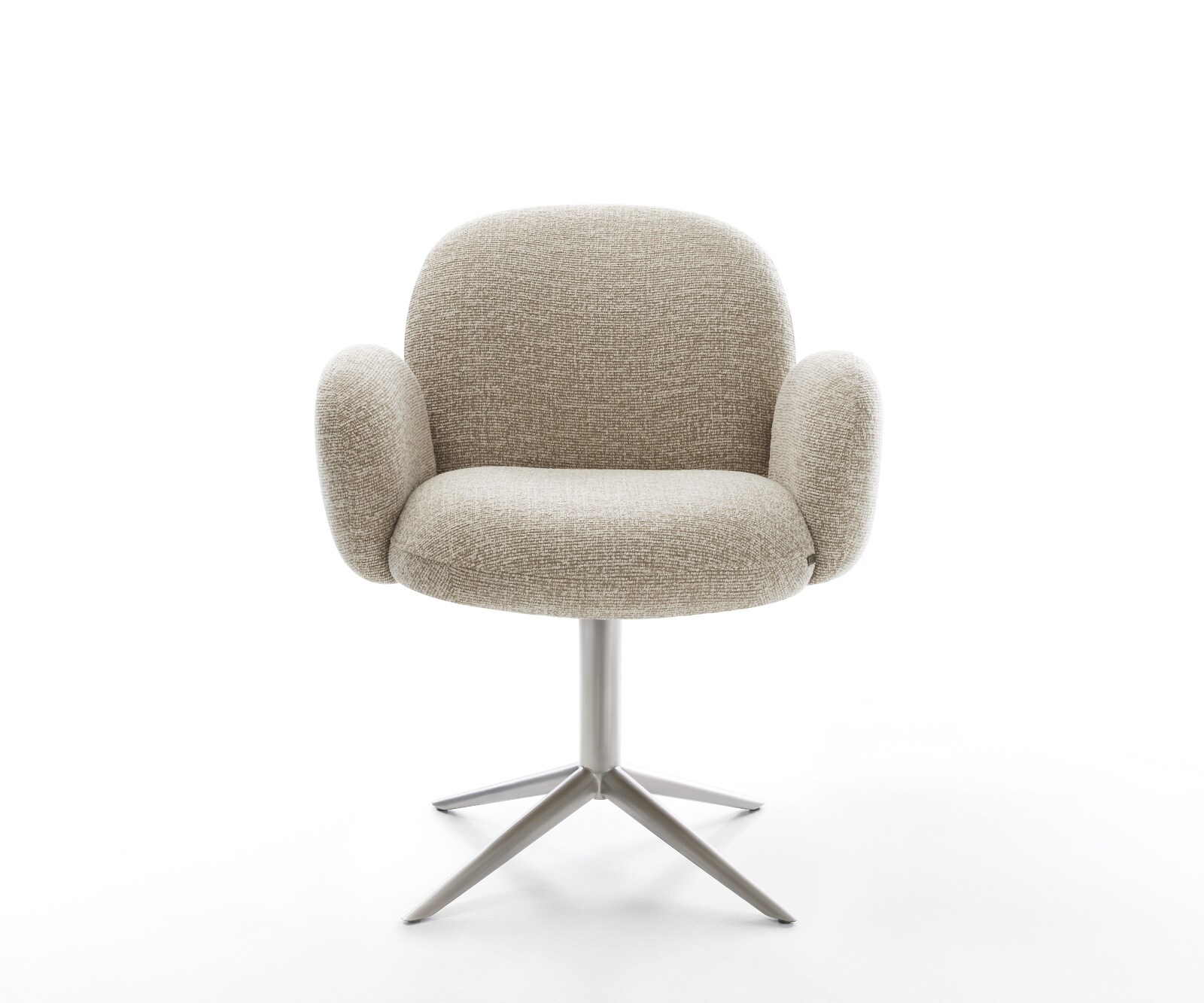 Drehstuhl Nube-Flex mit Armlehnen Webstoff Soft Beige Fußkreuz Edelstahl 360° drehbar Wippfunktion Taschenfederkern 2
