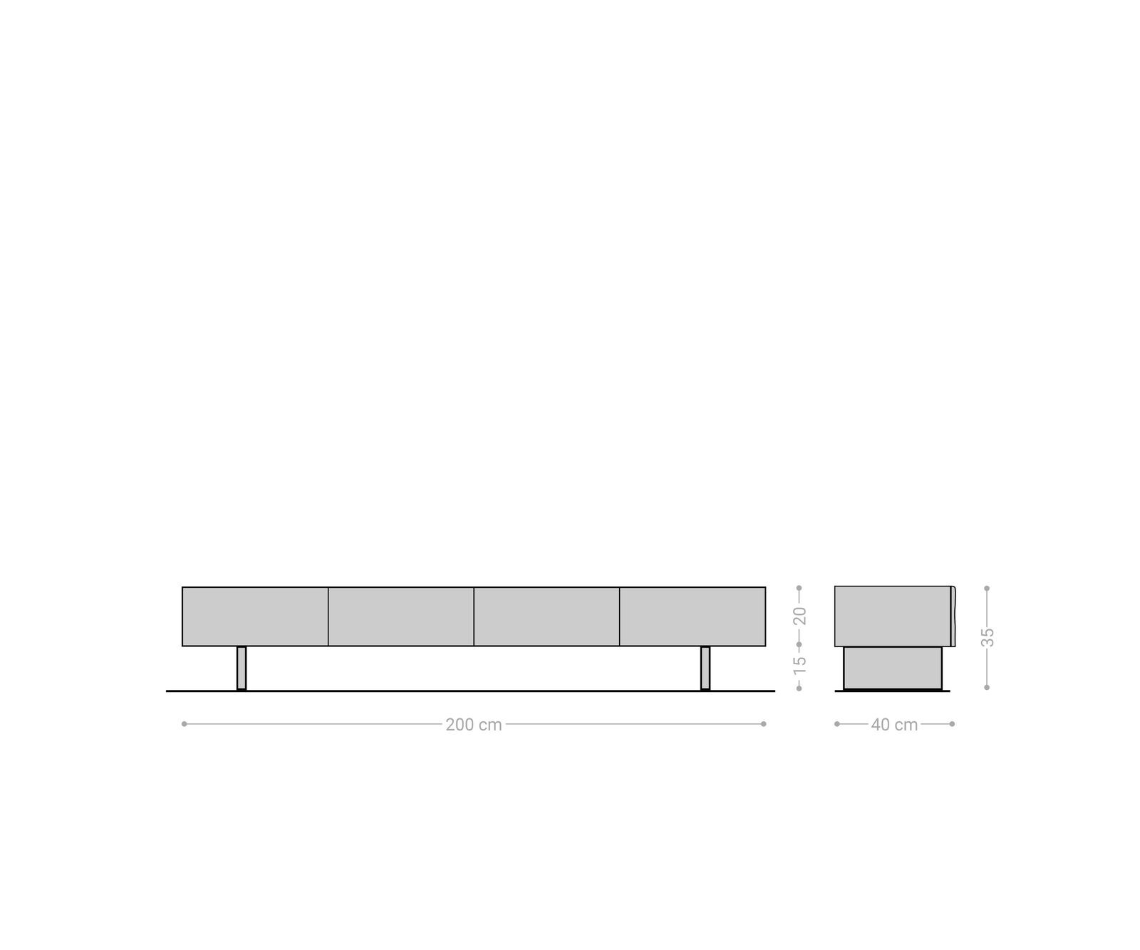 Lowboard New Live-Edge 200 cm Akazie Natur 4 Türen Glasfuß 6