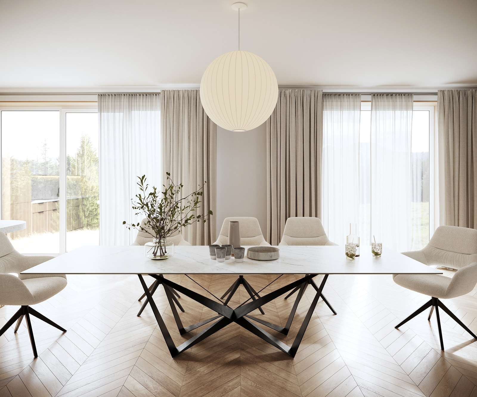 Esstisch Edge 300x100cm Keramik Laminam®Statuarietto Weiß Mittelfuß Flachstahl Schwarz Esstisch Edge 300x100cm Keramik Laminam®Statuarietto Weiß Mittelfuß Flachstahl Schwarz
