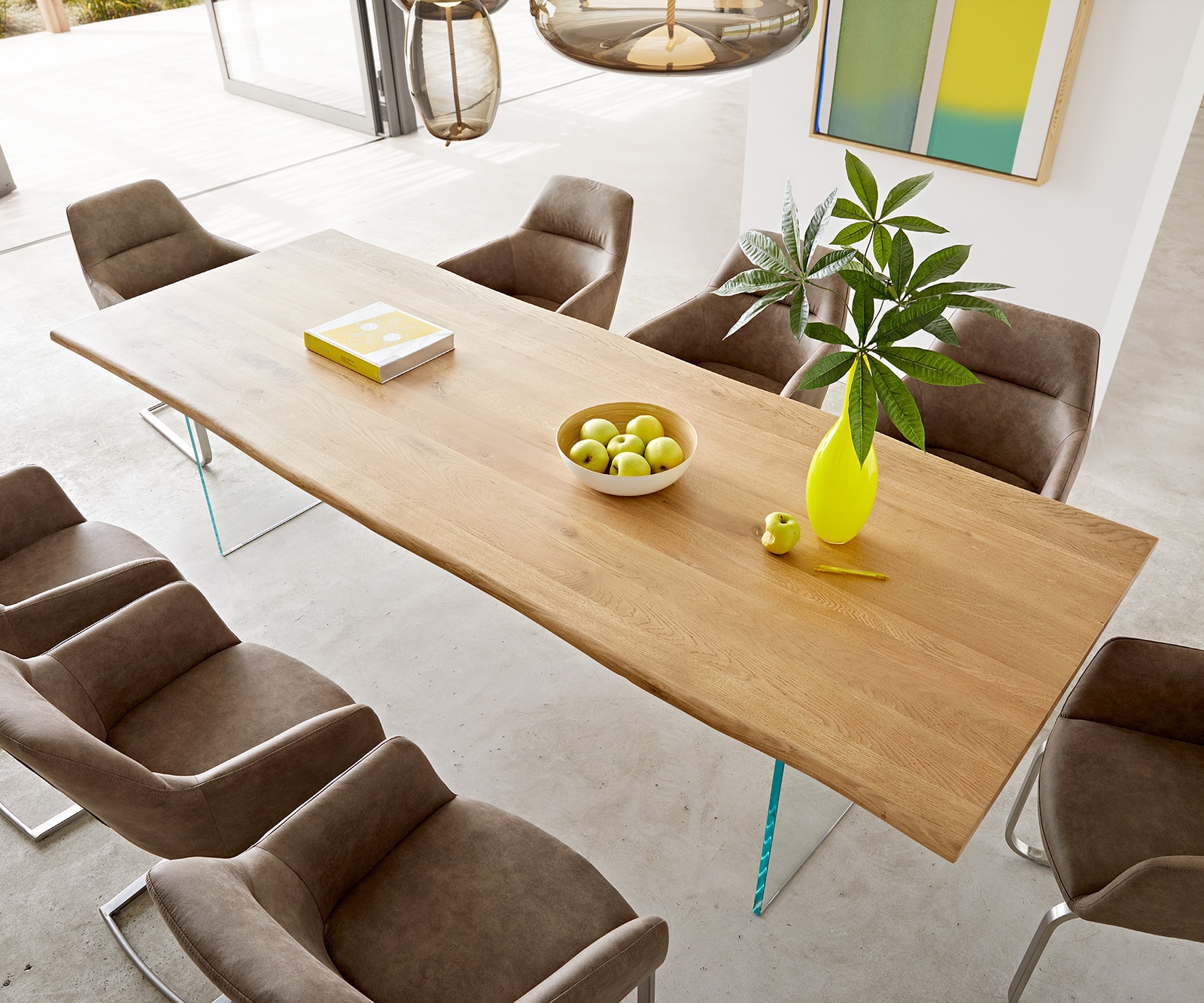 Esstisch Edge 260x100x2,5-3 Eiche Natur Glas Live-Edge 4