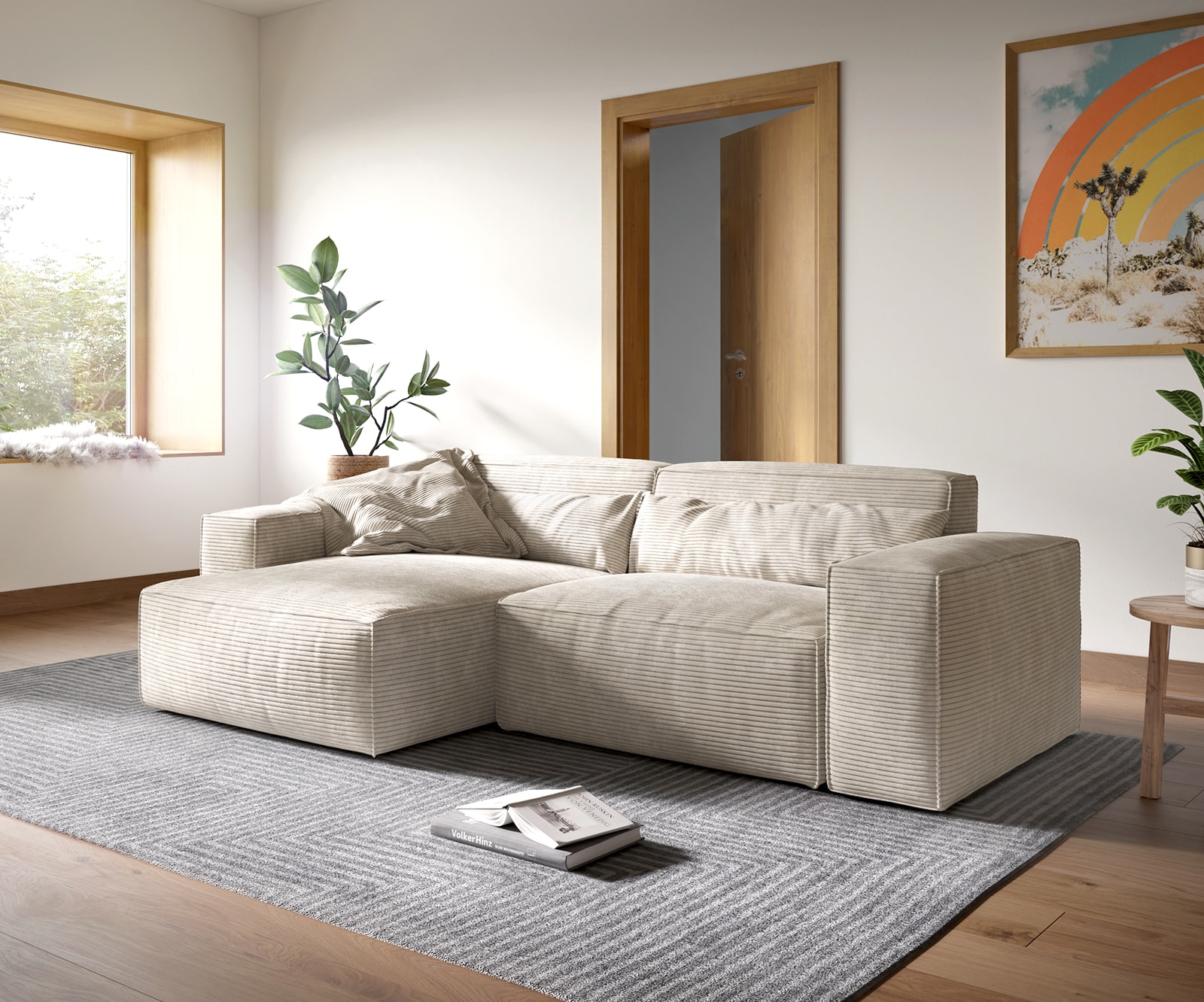 Ecksofa Sirpio XL 270x170 cm Cord Beige Recamiere variabel Ecksofa Sirpio XL 270x170 cm Cord Beige Recamiere variabel