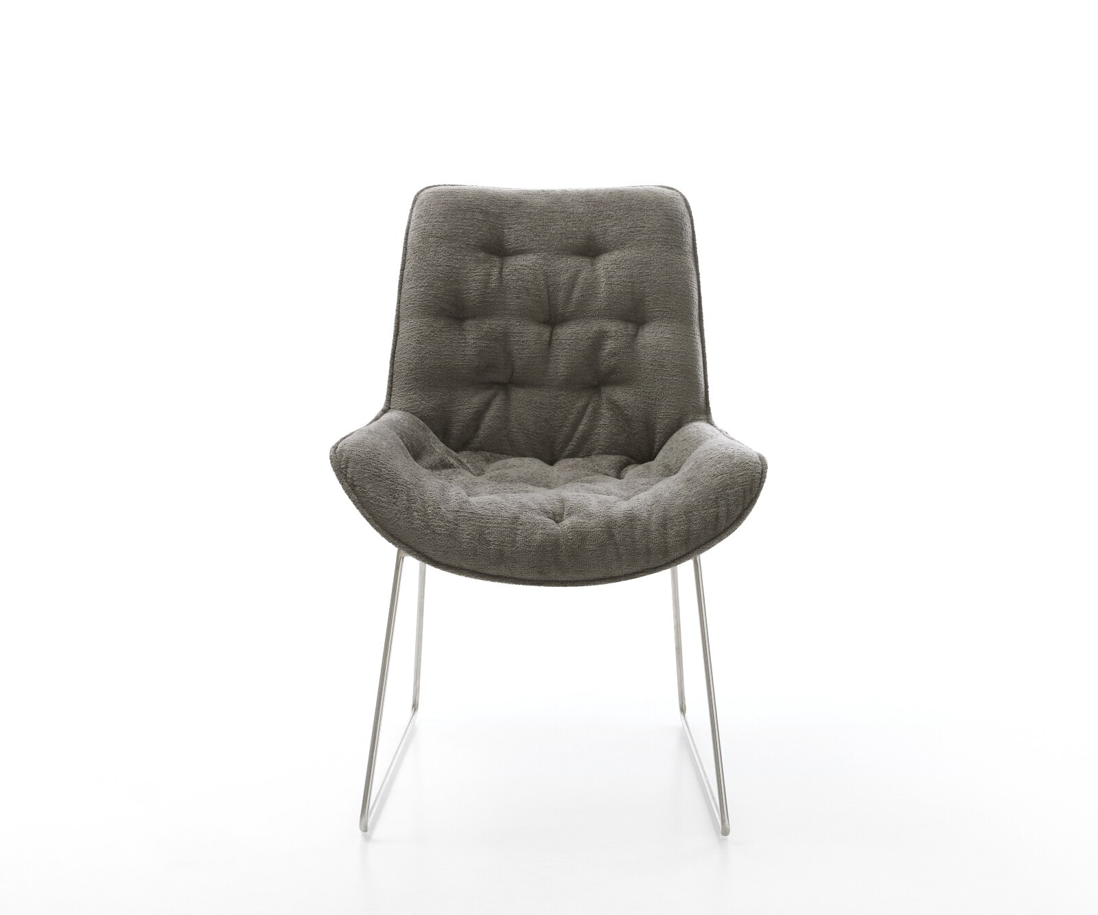 Esszimmerstuhl Taimi-Flex Bouclé Soft Schlamm Kufengestell Edelstahl 1