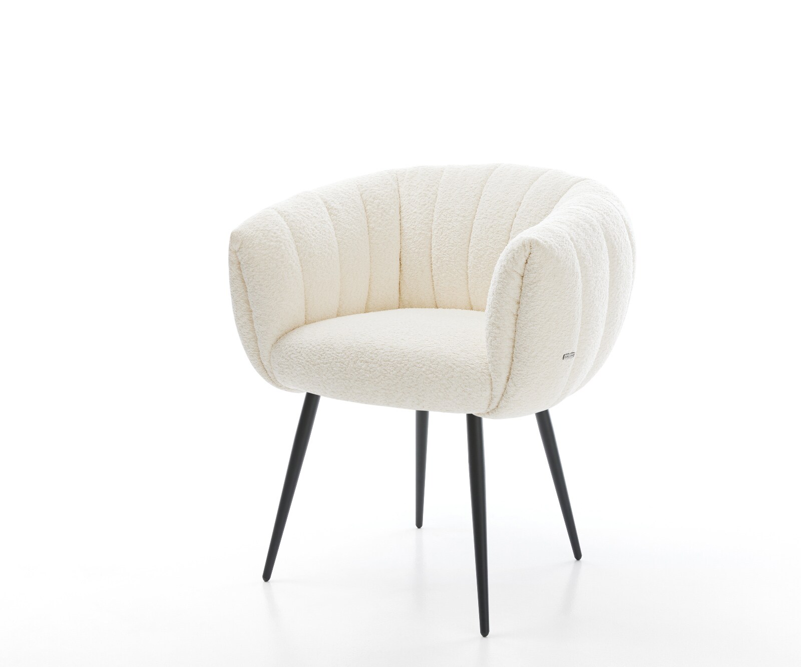 Esszimmerstuhl Jada-Flex Bouclé Weiß 4-Fuß konisch Schwarz Taschenfederkern