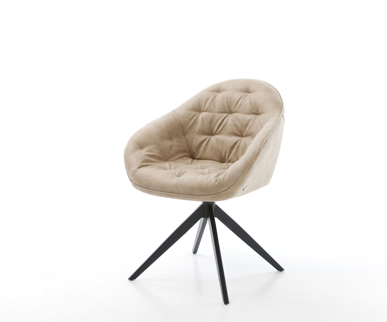 Drehstuhl Gaio-Flex Mikrofaser Beige Vintage Kreuzgestell breit Schwarz 360° drehbar Wippfunktion