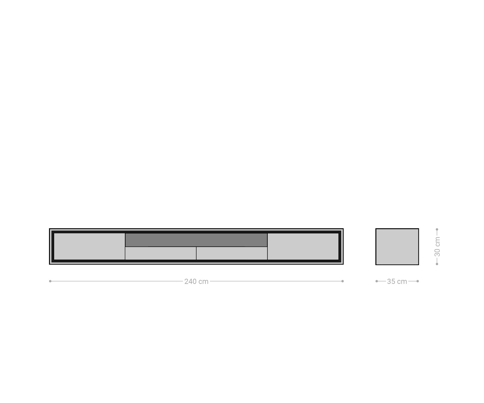 Lowboard Stonegrace 240 cm Akazie Natur 2 Türen 1 Fach 2 Schubladen Steinfurnier schwebend 6