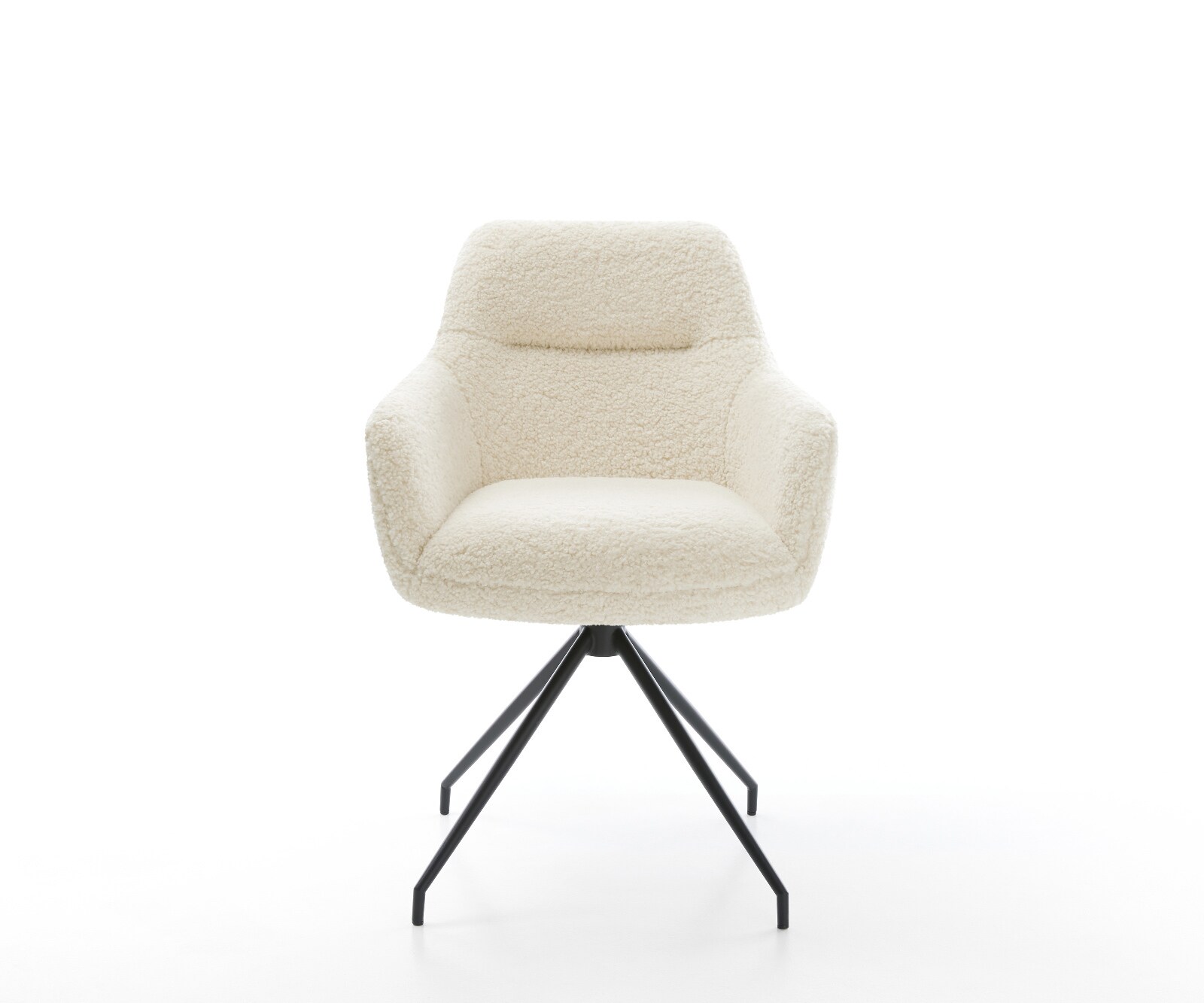 Esszimmerstuhl Pejo-Flex Teddystoff Beige Kreuzgestell konisch Schwarz Taschenfederkern 1
